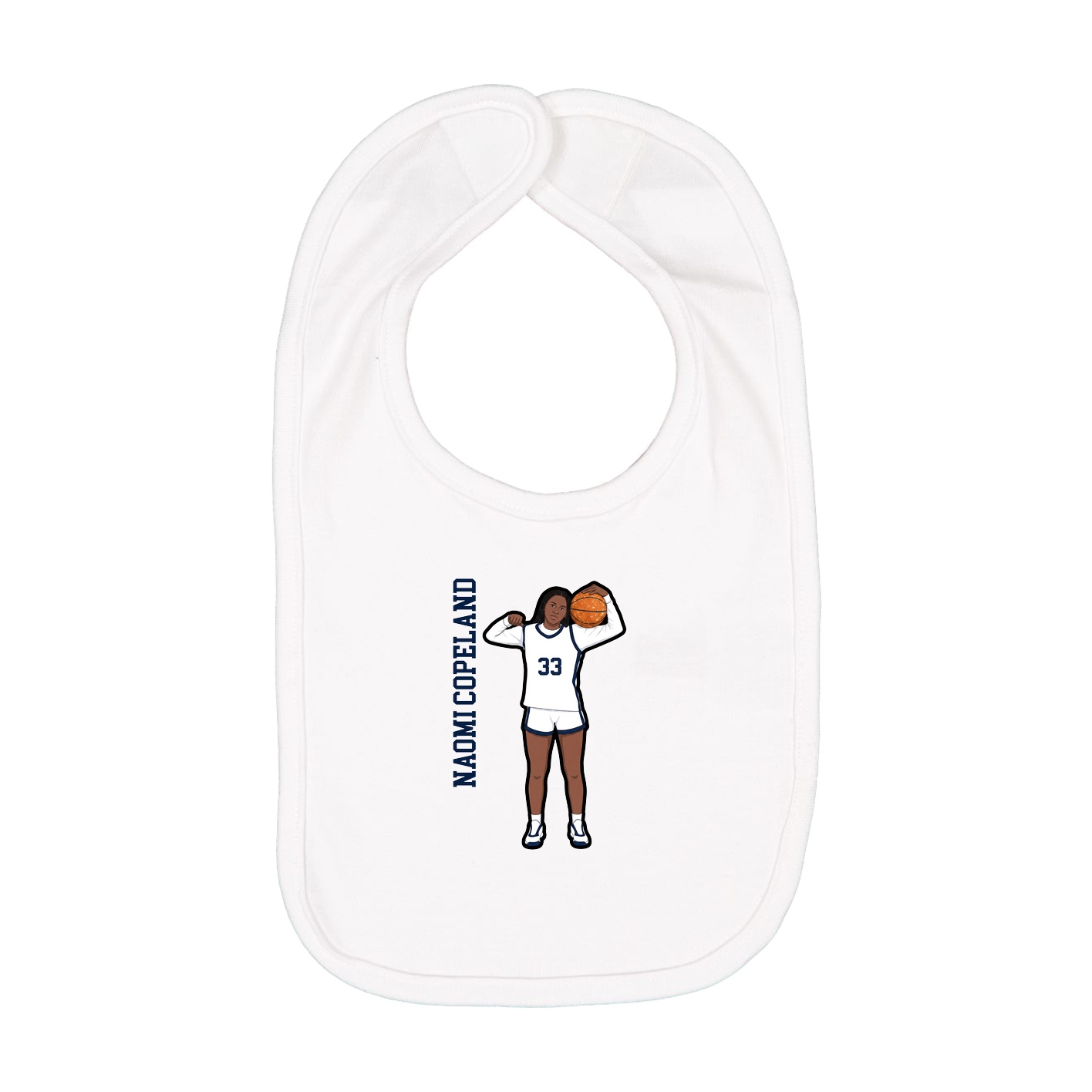 Infant Bib — Name Vertical in White