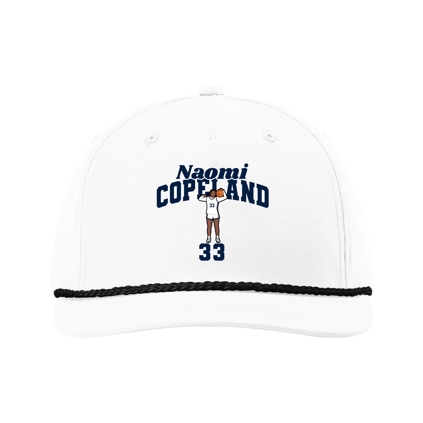 Five-Panel Classic Rope Cap — Signature Arch in White