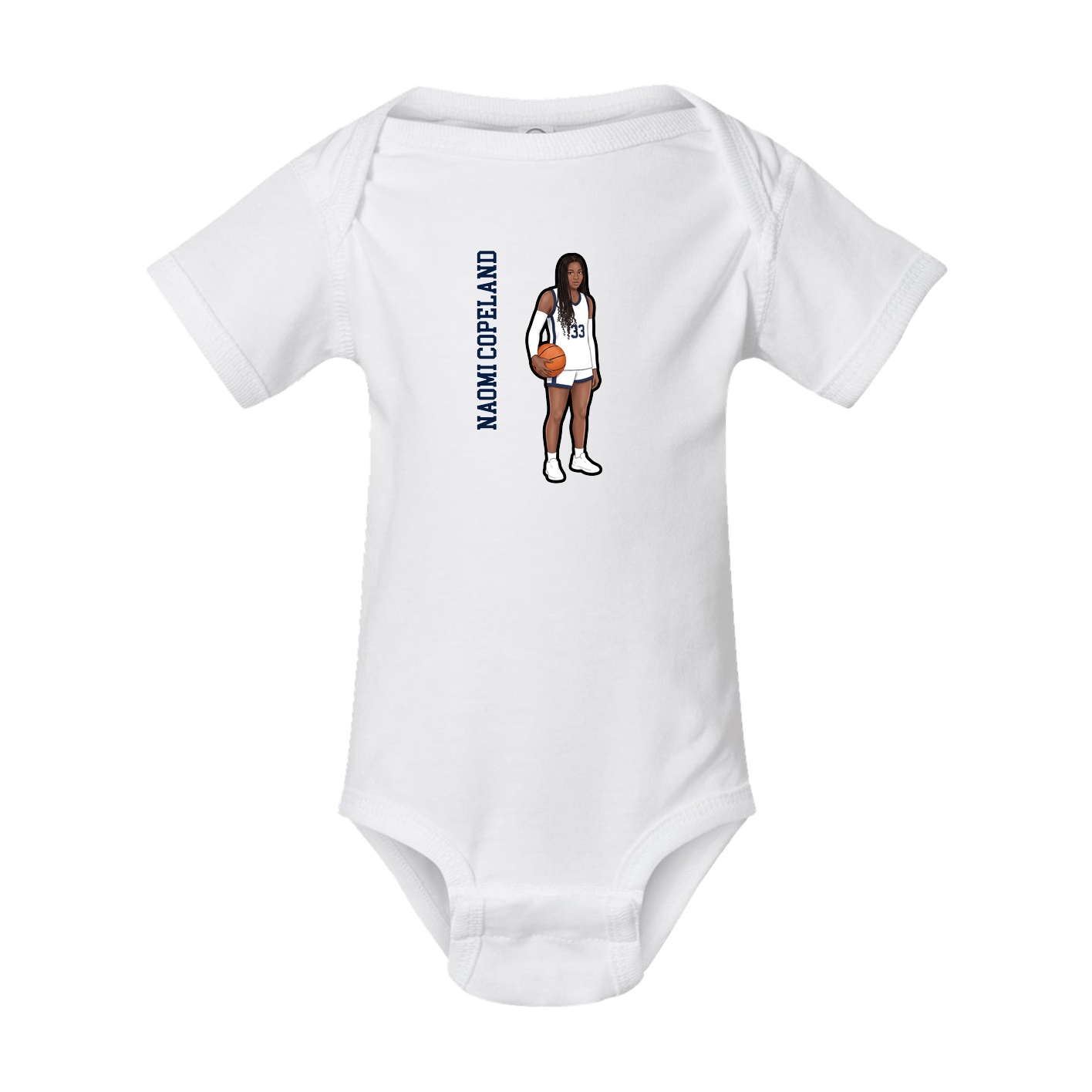 Baby Onesie — Name Vertical in White