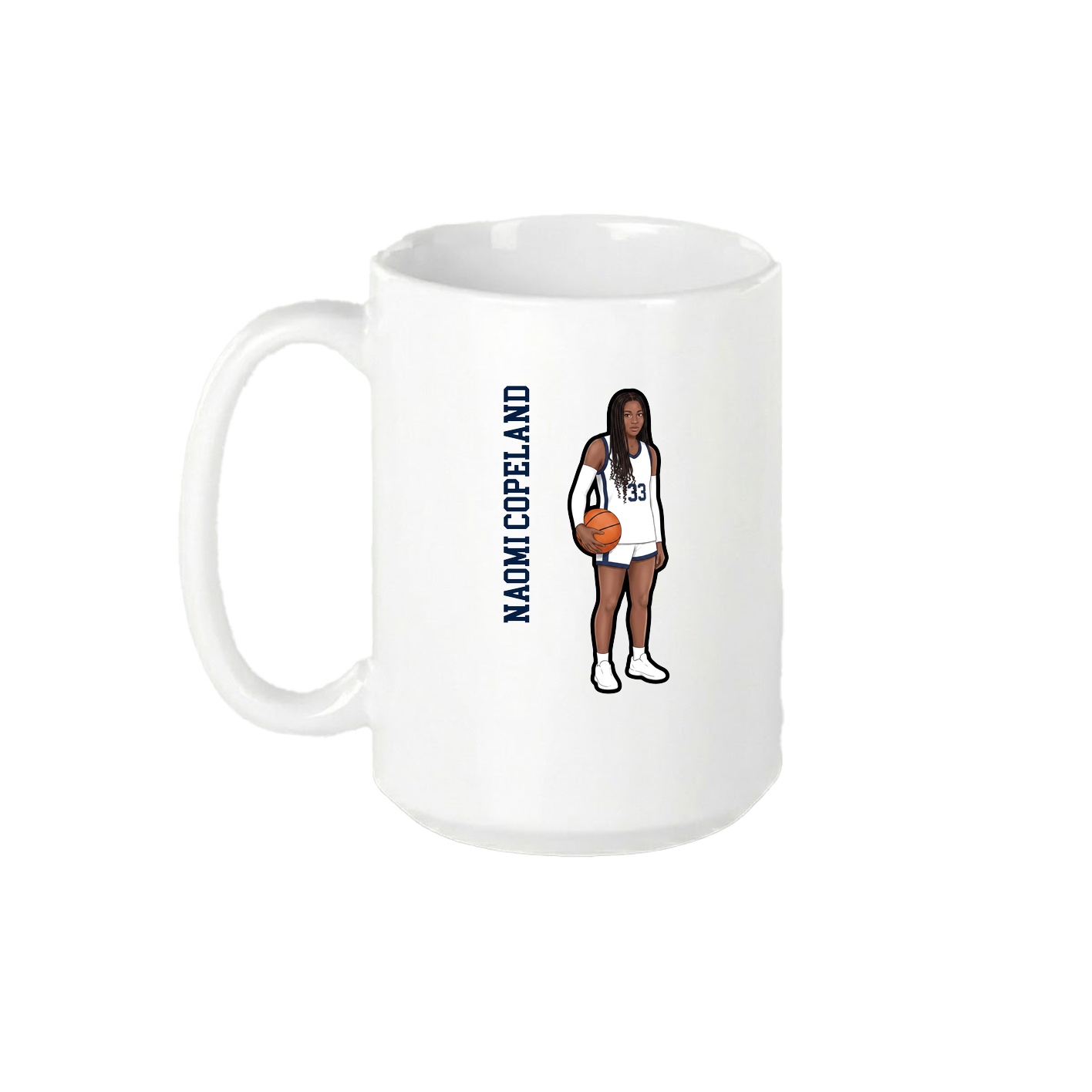 15oz Coffee Mug — Name Vertical in White