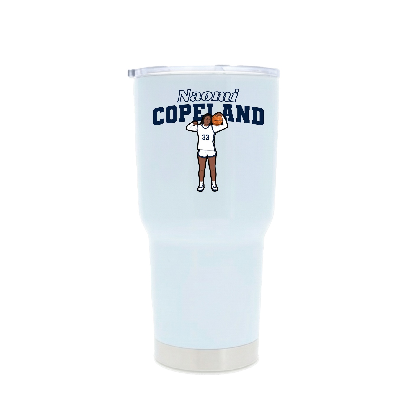 30oz Stainless Steel Tumbler — Name Arch in White