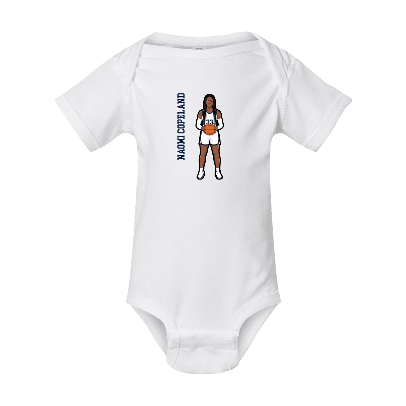 Baby Onesie — Name Vertical in White