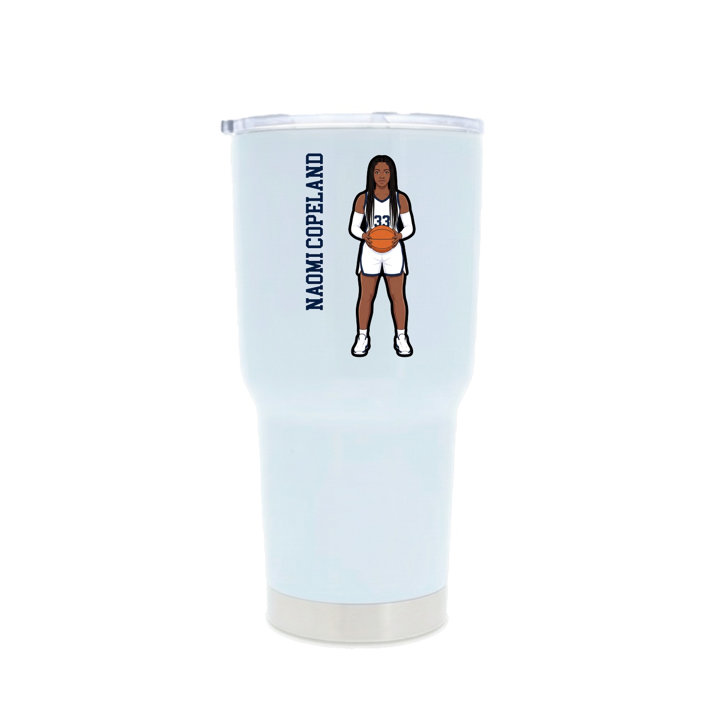 30oz Stainless Steel Tumbler — Name Vertical in White