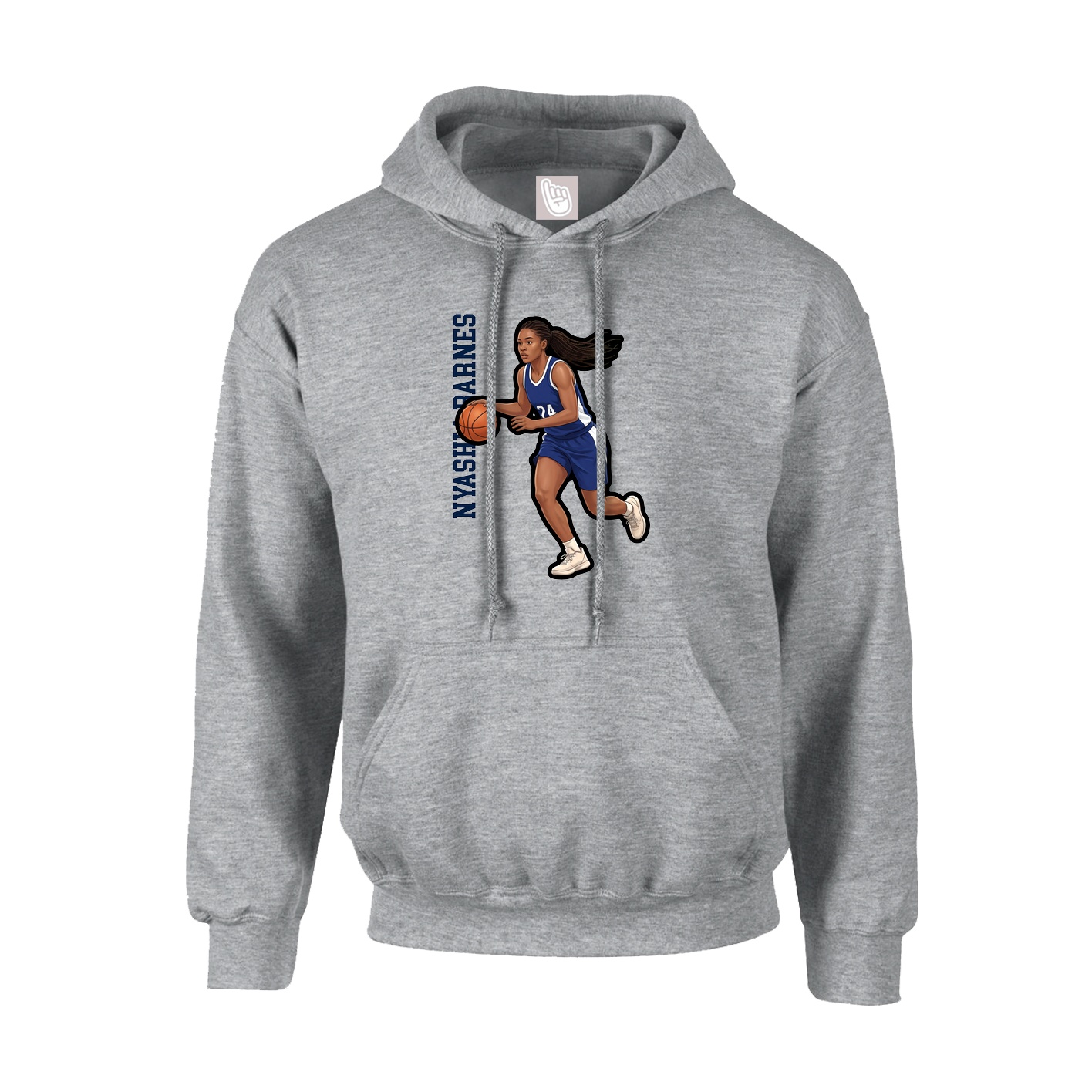 Hoodie — Name Vertical in Grey