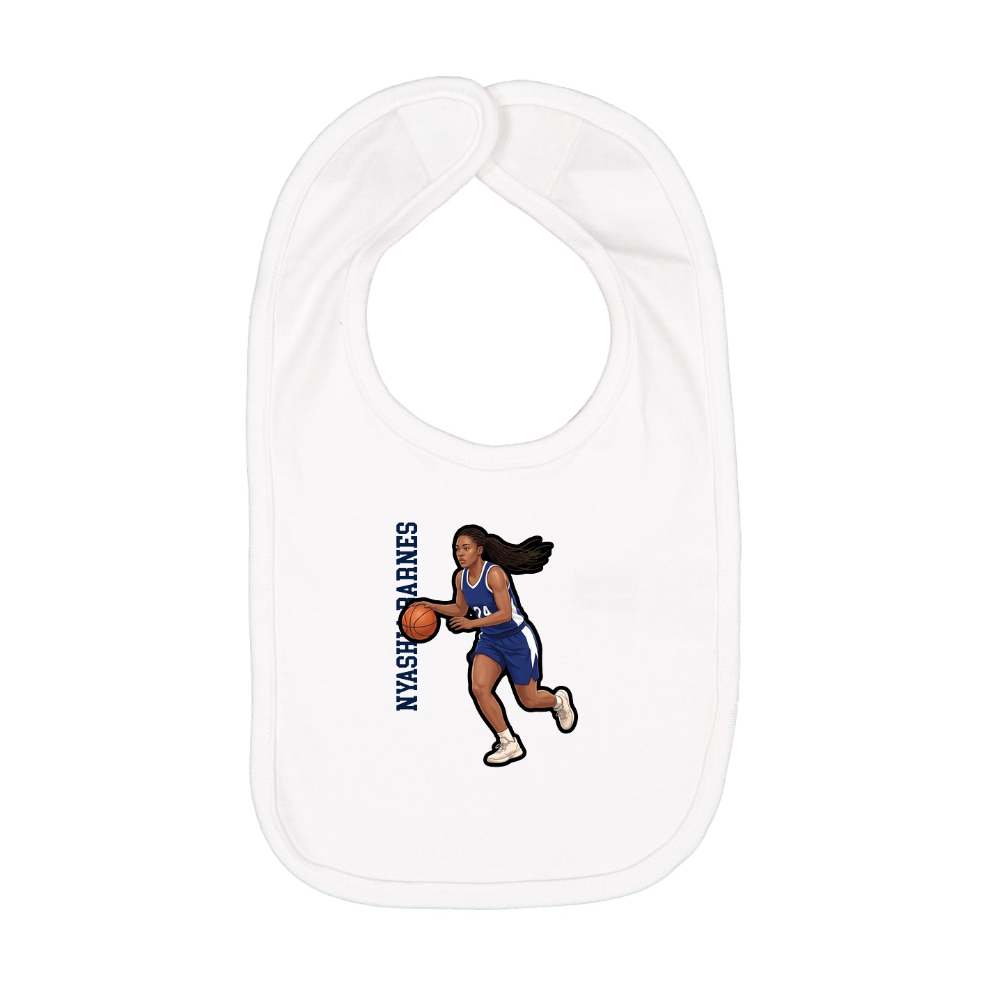 Infant Bib — Name Vertical in White