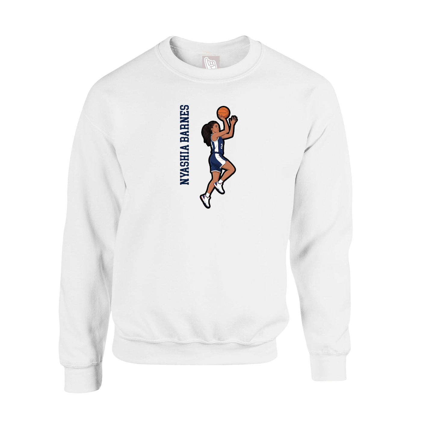 Fleece Crew — Name Vertical in White