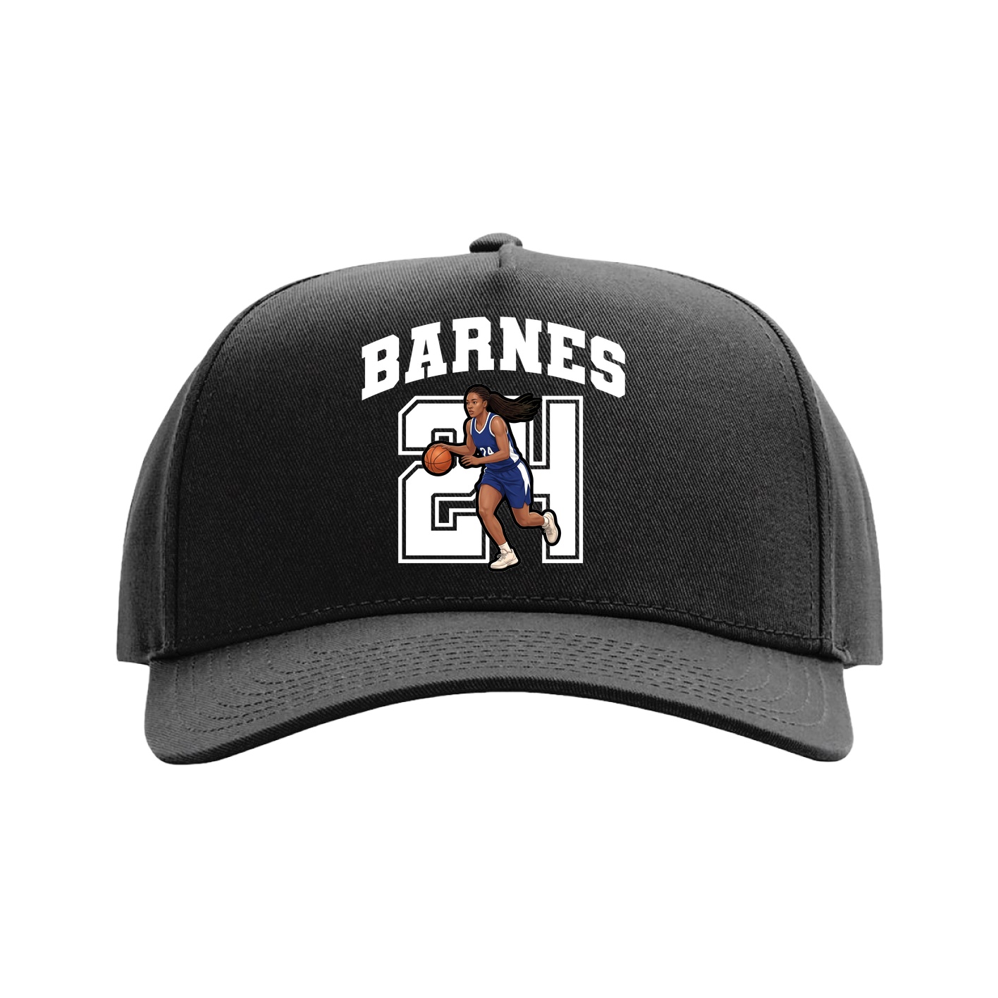 Full Fabric Five-Panel Champ Cap — Number in Black