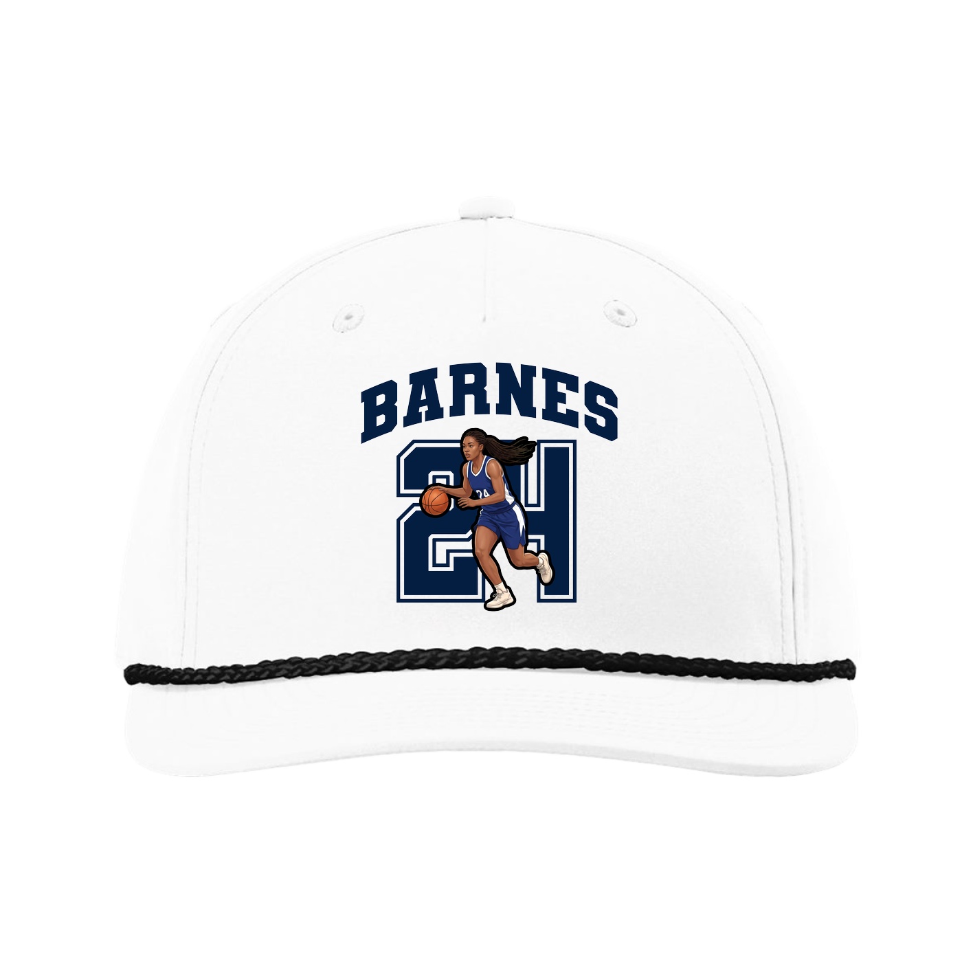 Five-Panel Classic Rope Cap — Number in White