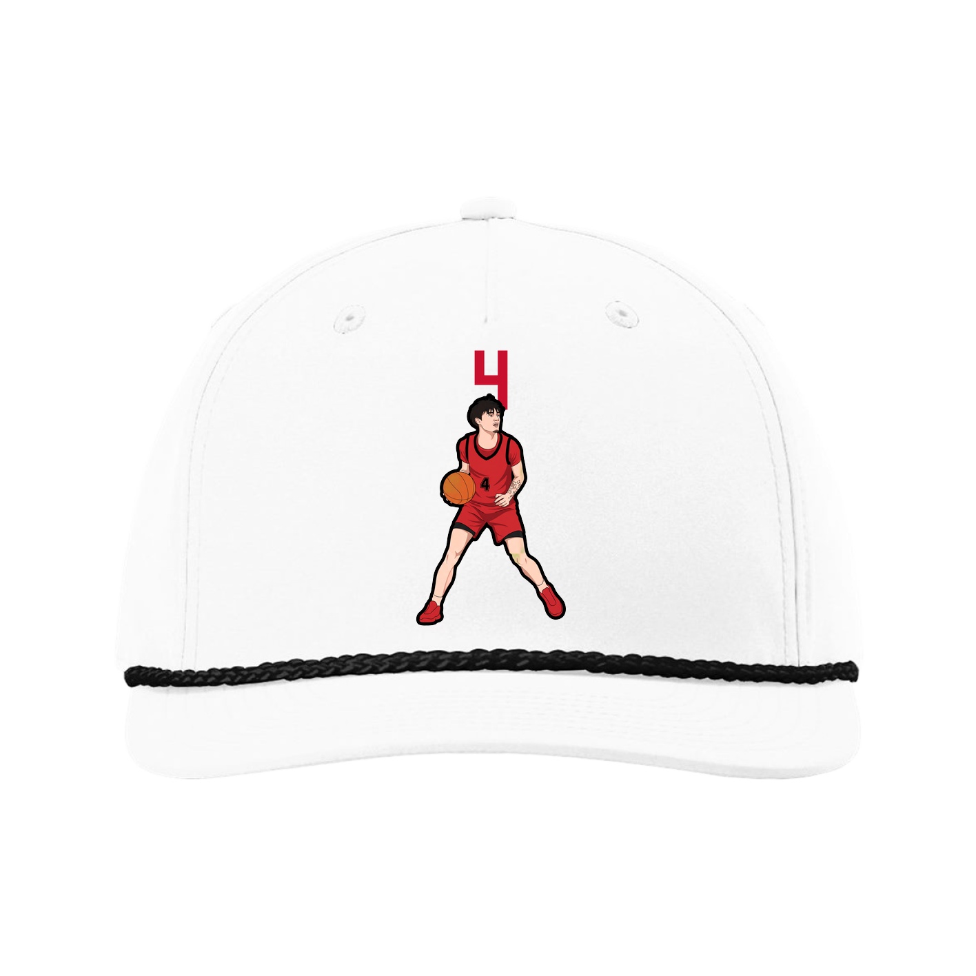 Five-Panel Classic Rope Cap — Number Top in White