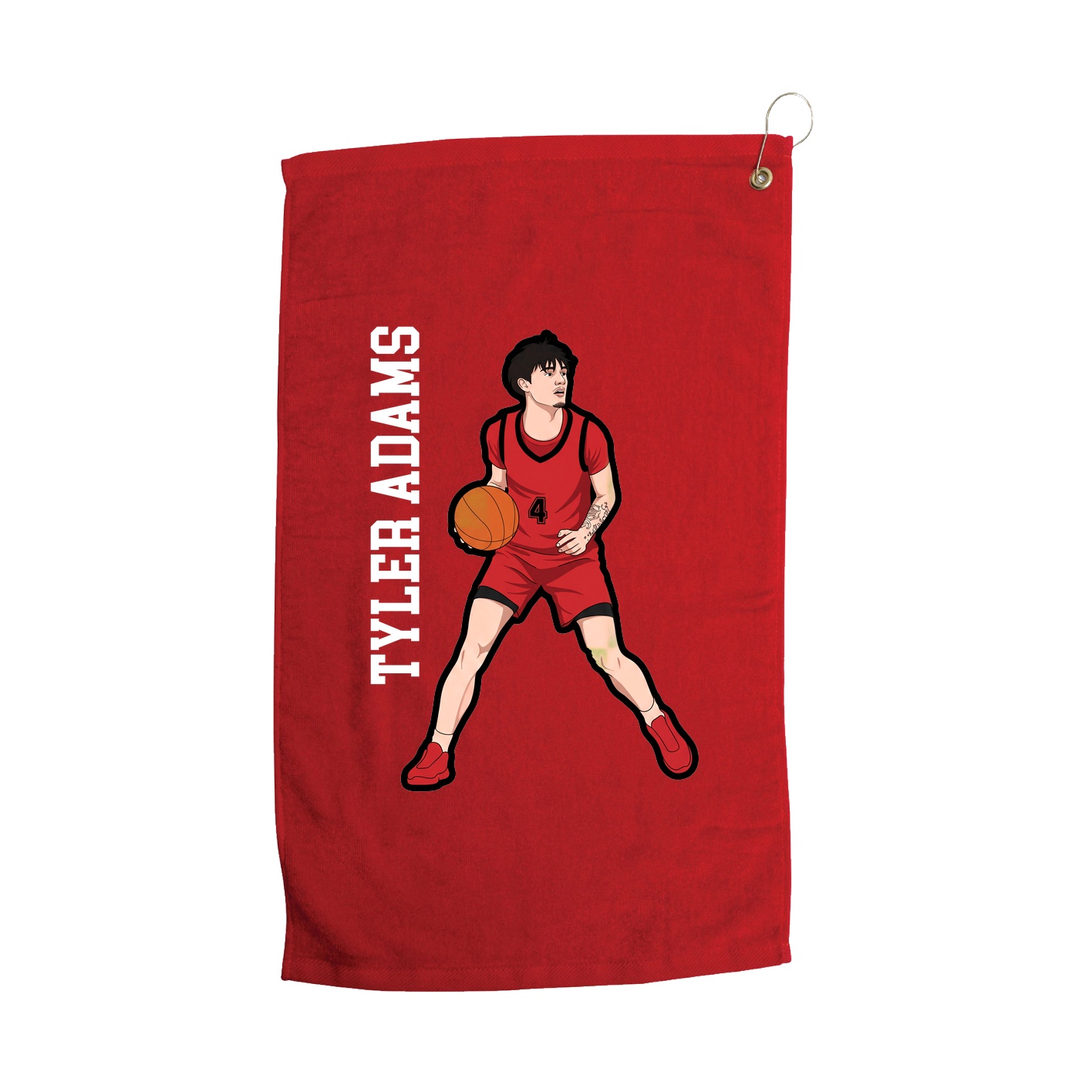 Golf Towel — Name Vertical in Red