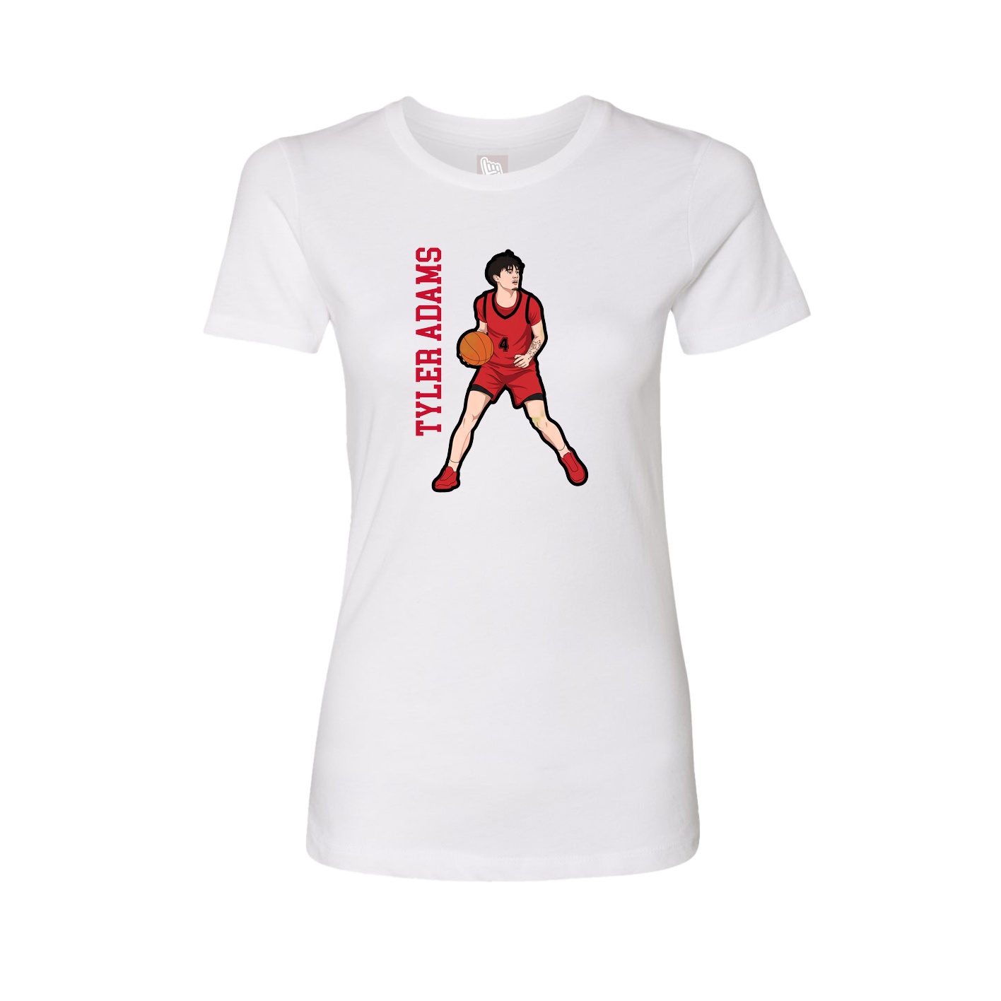 Womens Tee — Name Vertical in White