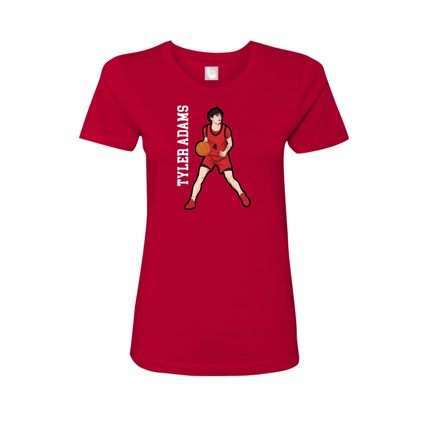 Fitted Women's Tee — Name Vertical in Red