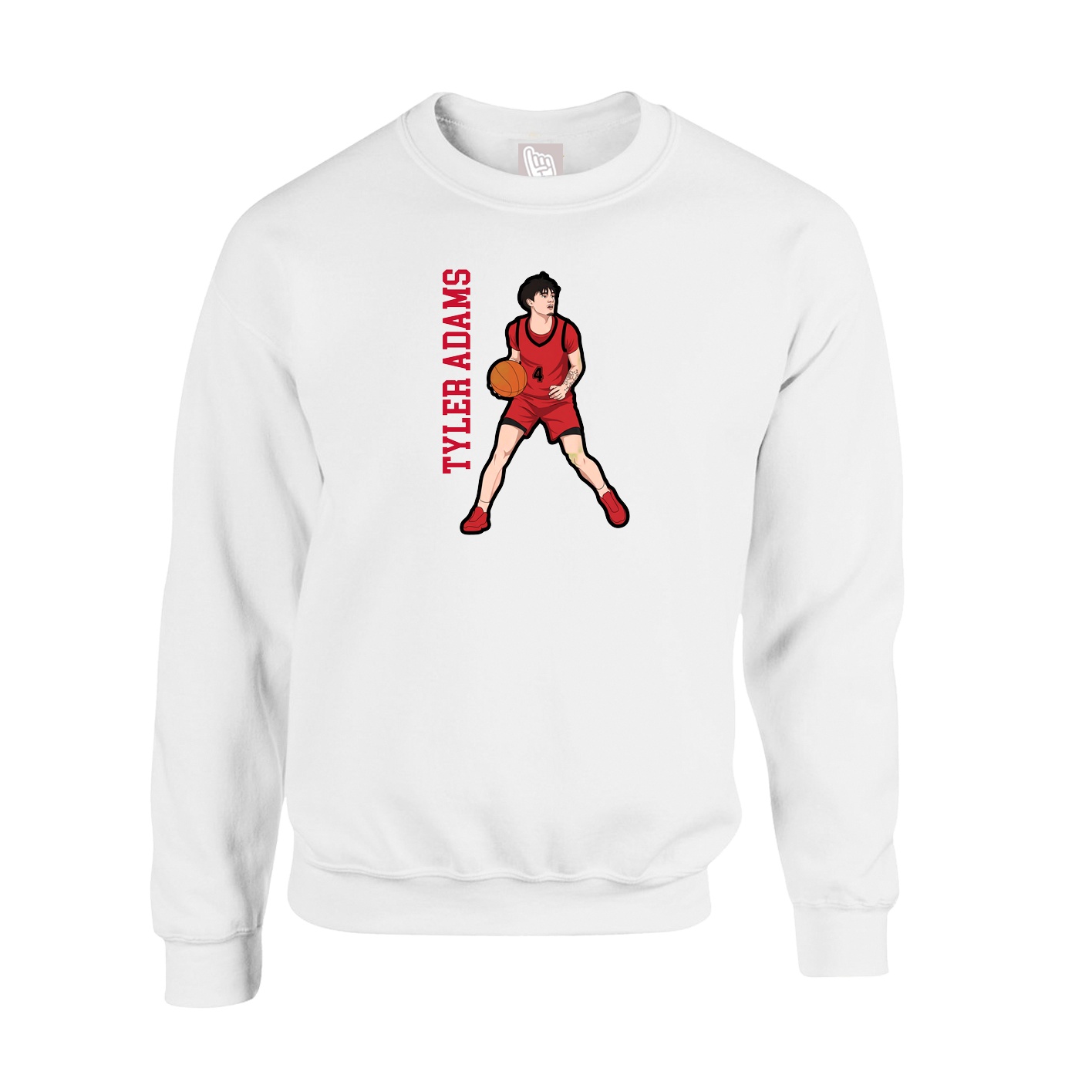 Fleece Crew — Name Vertical in White