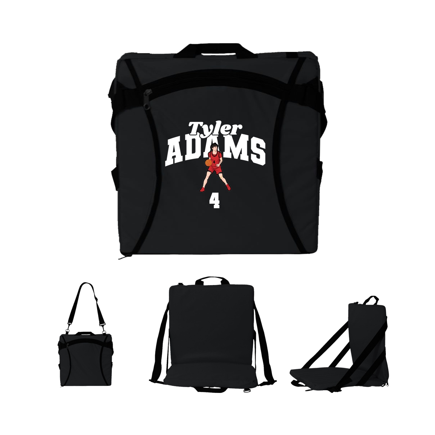Folding Stadium Seat — Signature Arch in Black