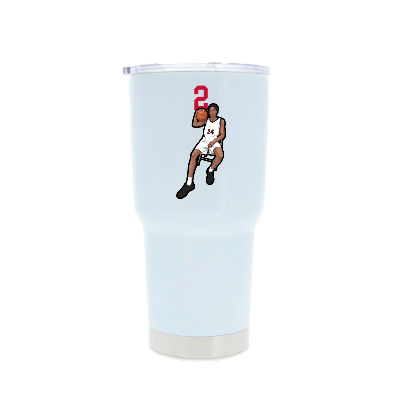 30oz Stainless Steel Tumbler — Number Top in White