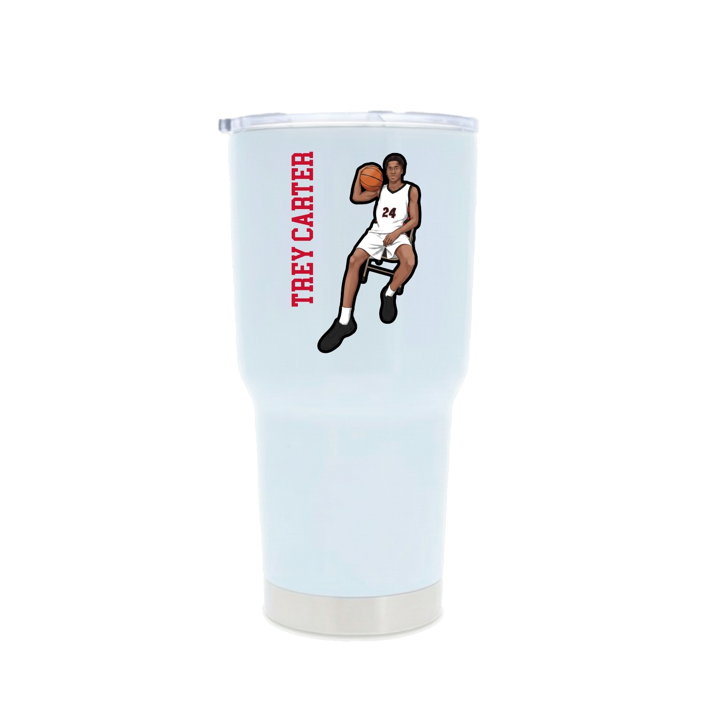 30oz Stainless Steel Tumbler — Name Vertical in White