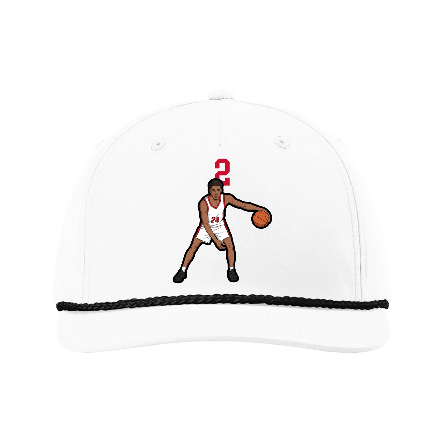 Five-Panel Classic Rope Cap — Number Top in White