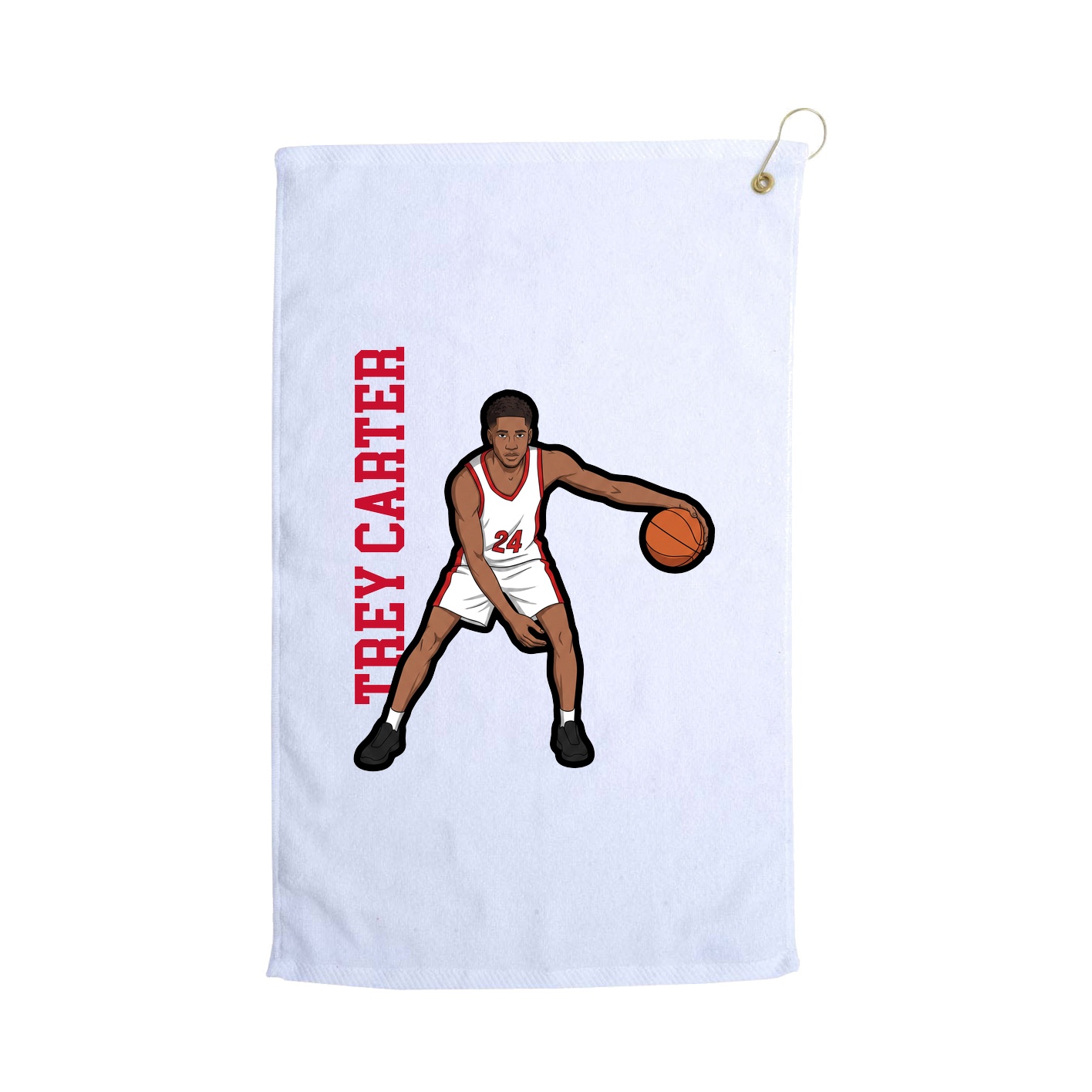 Golf Towel — Name Vertical in White