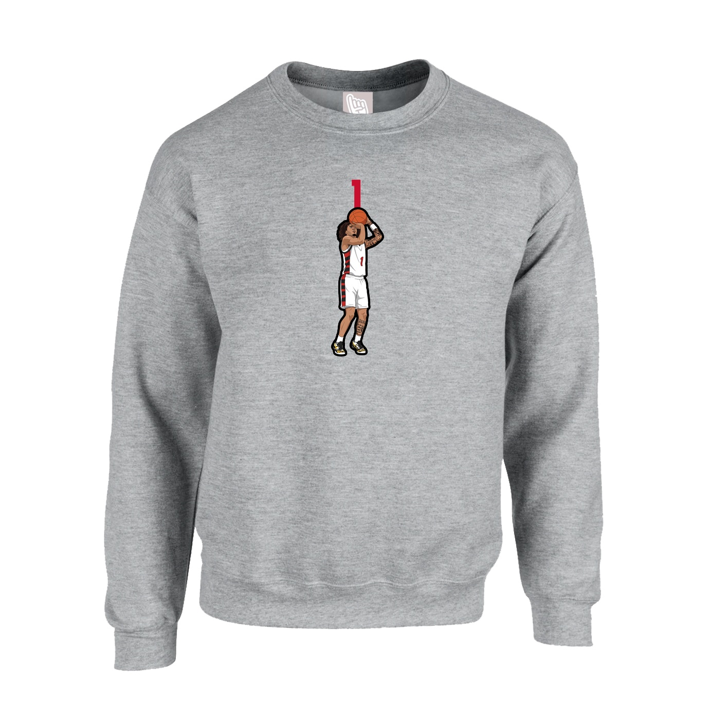 Fleece Crew — Number Top in Grey