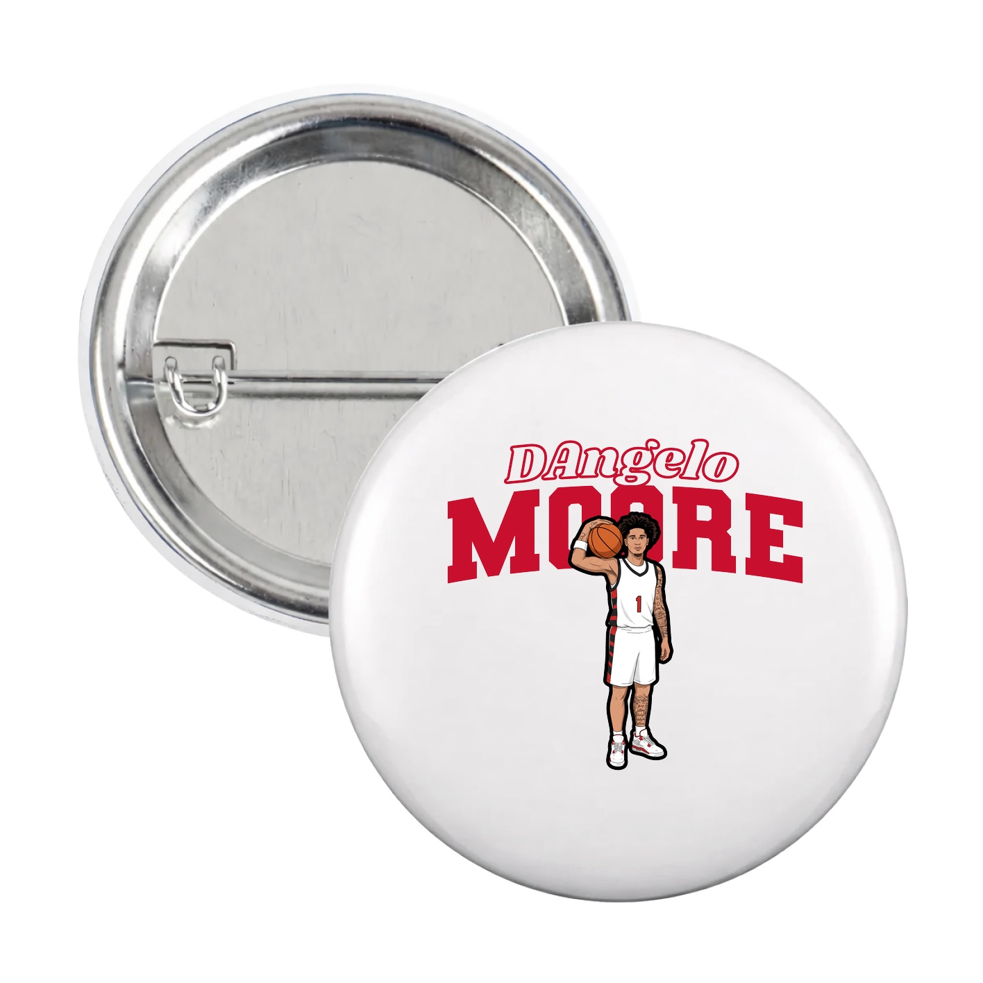 Game Day Button — Name Arch in White