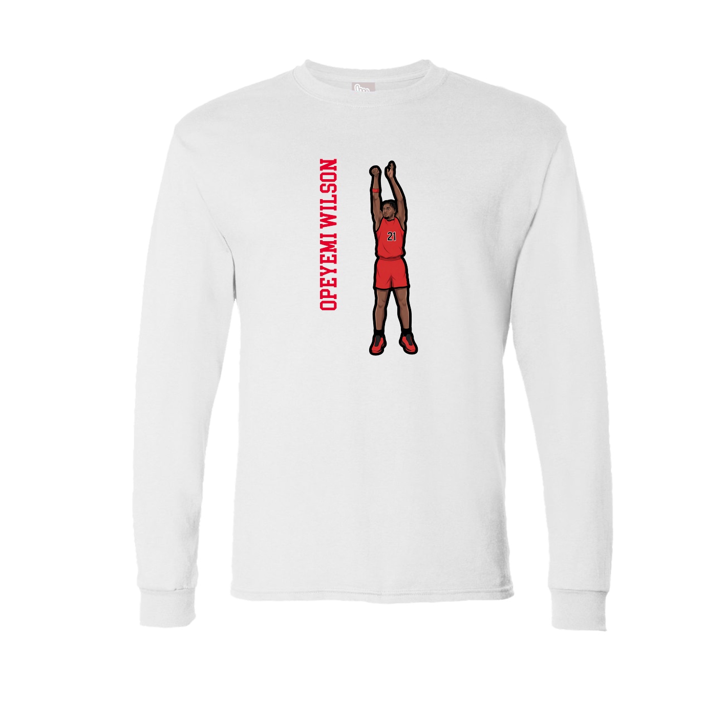 Long Sleeve Tee — Name Vertical in White