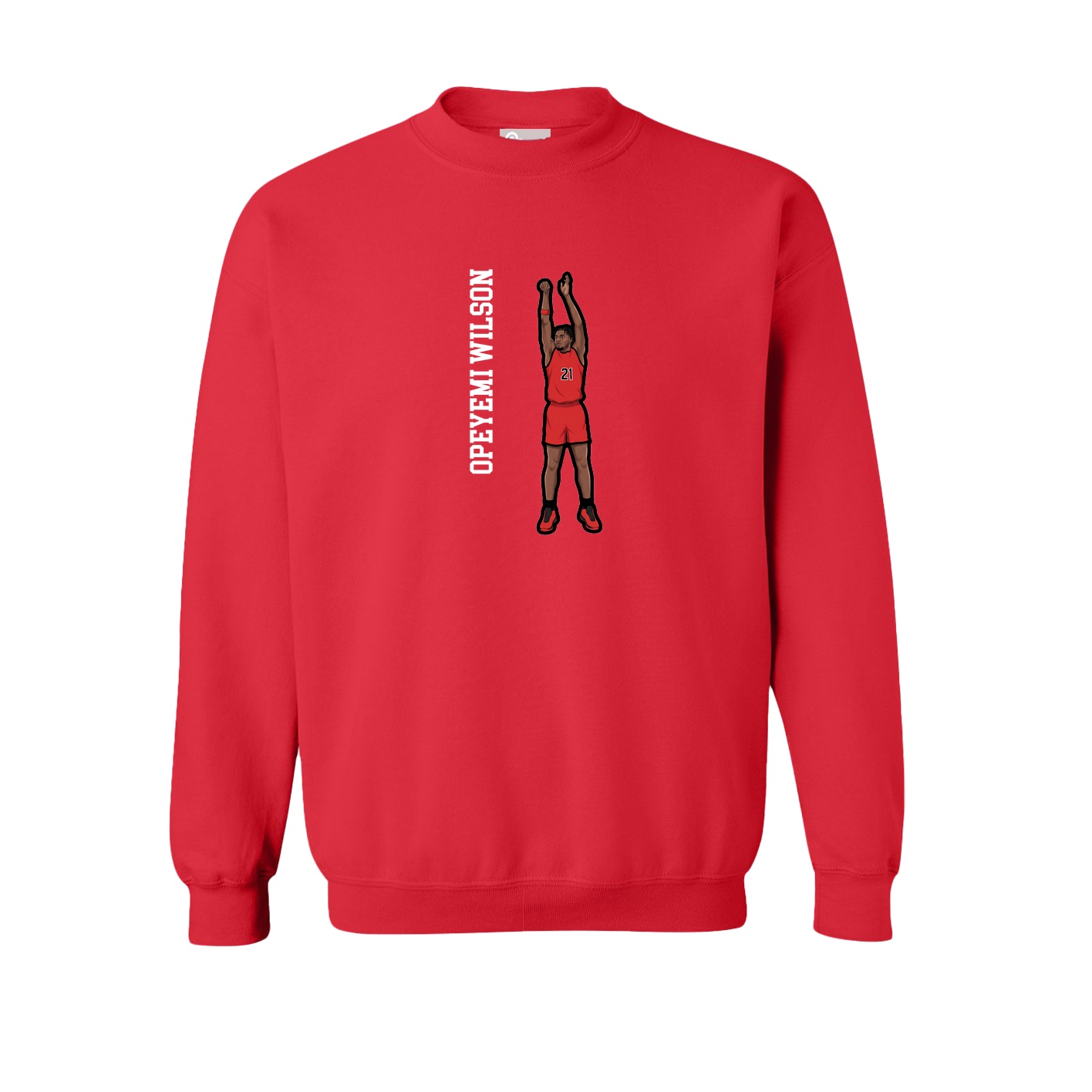 Fleece Crew — Name Vertical in Red