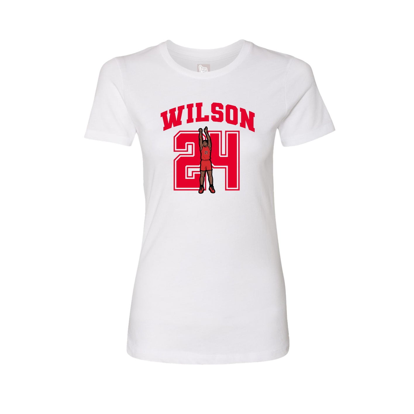 Fitted Women's Tee — Number in White