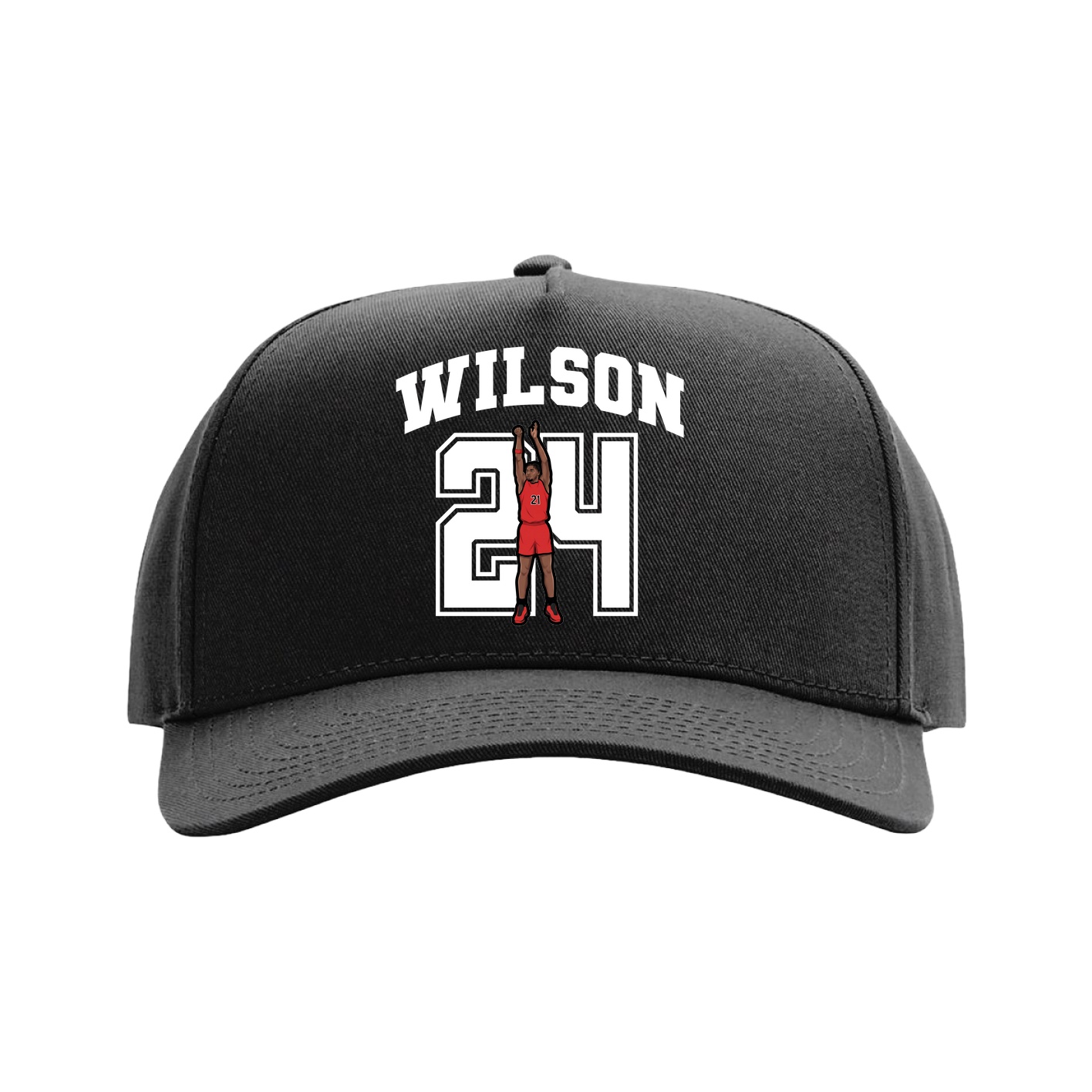 Full Fabric Five-Panel Champ Cap — Number in Black
