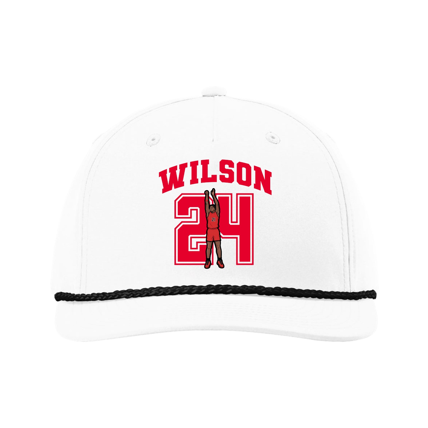 Five-Panel Classic Rope Cap — Number in White