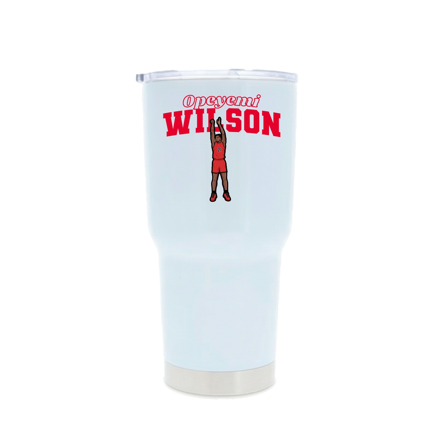 30oz Stainless Steel Tumbler — Name Arch in White