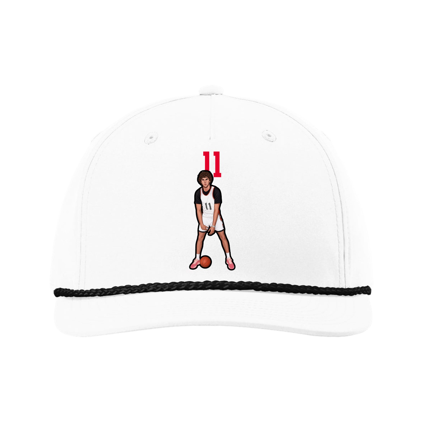 Five-Panel Classic Rope Cap — Number Top in White