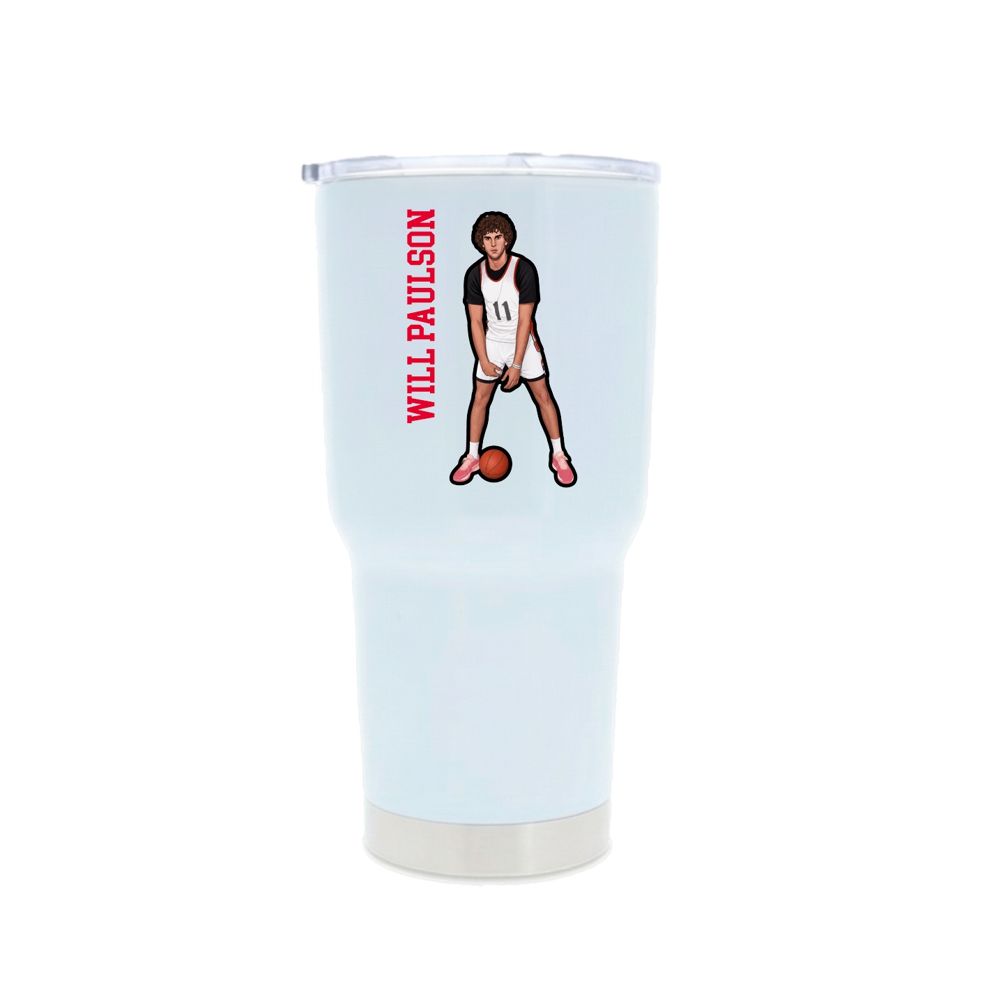 30oz Stainless Steel Tumbler — Name Vertical in White