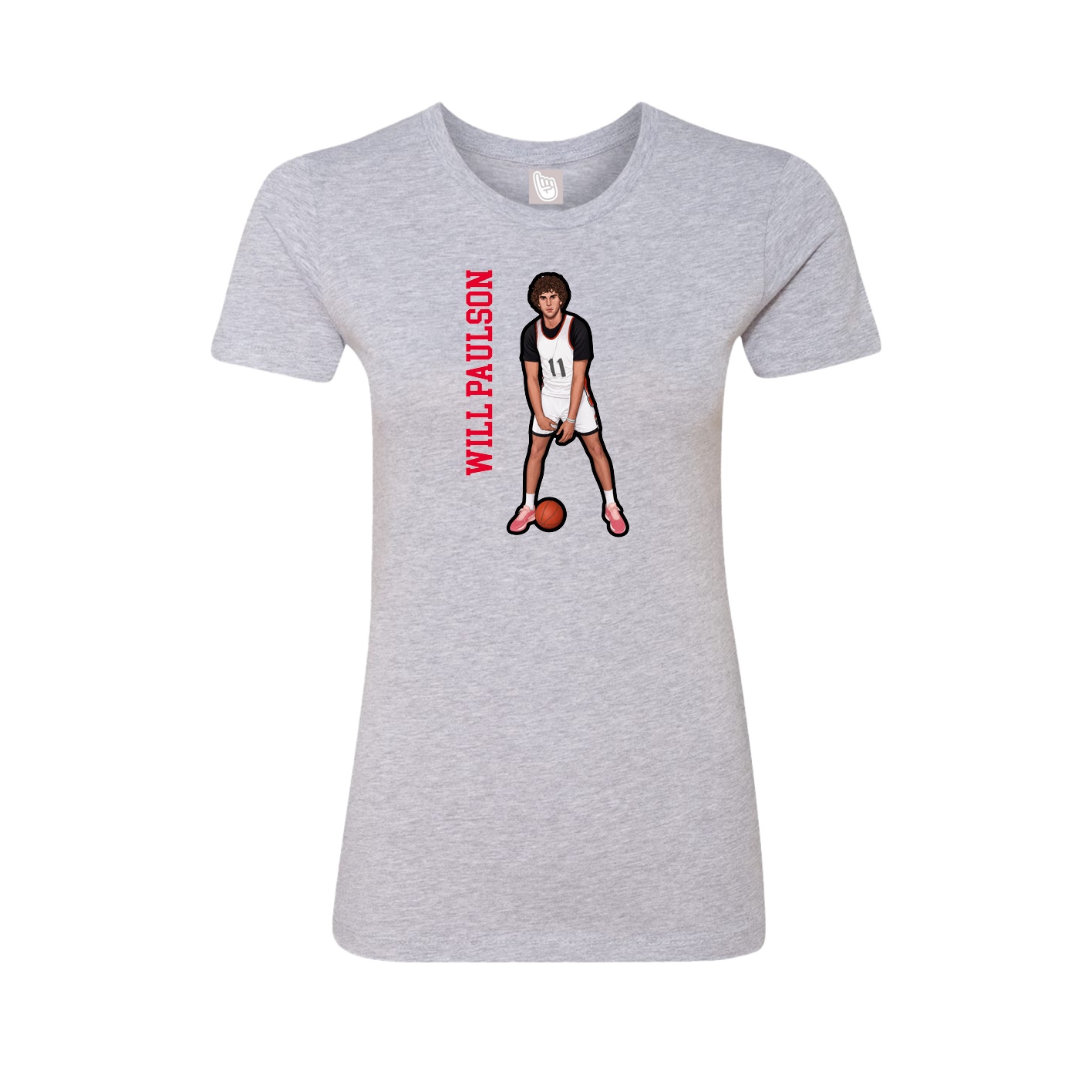 Fitted Women's Tee — Name Vertical in Grey