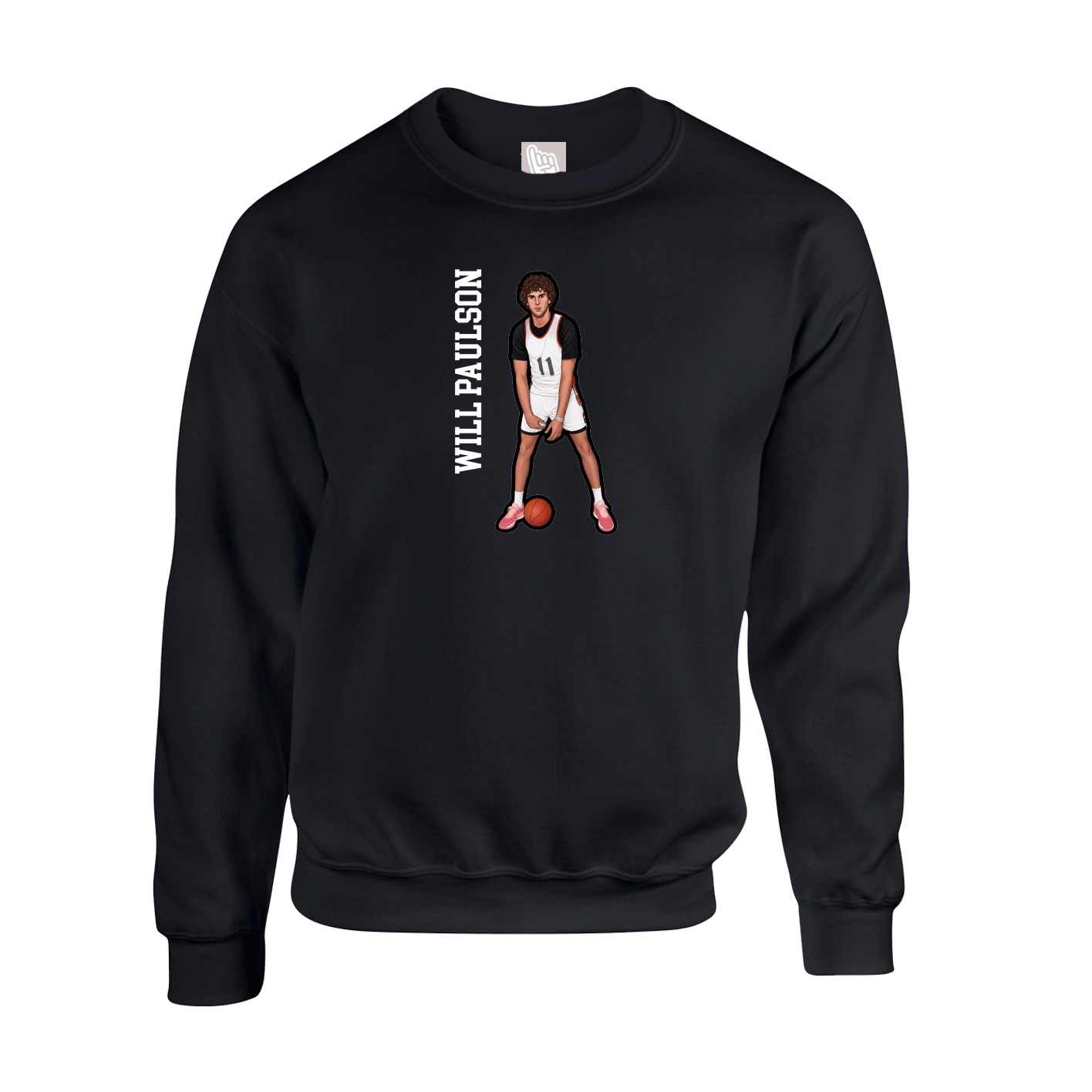 Fleece Crew — Name Vertical in Black