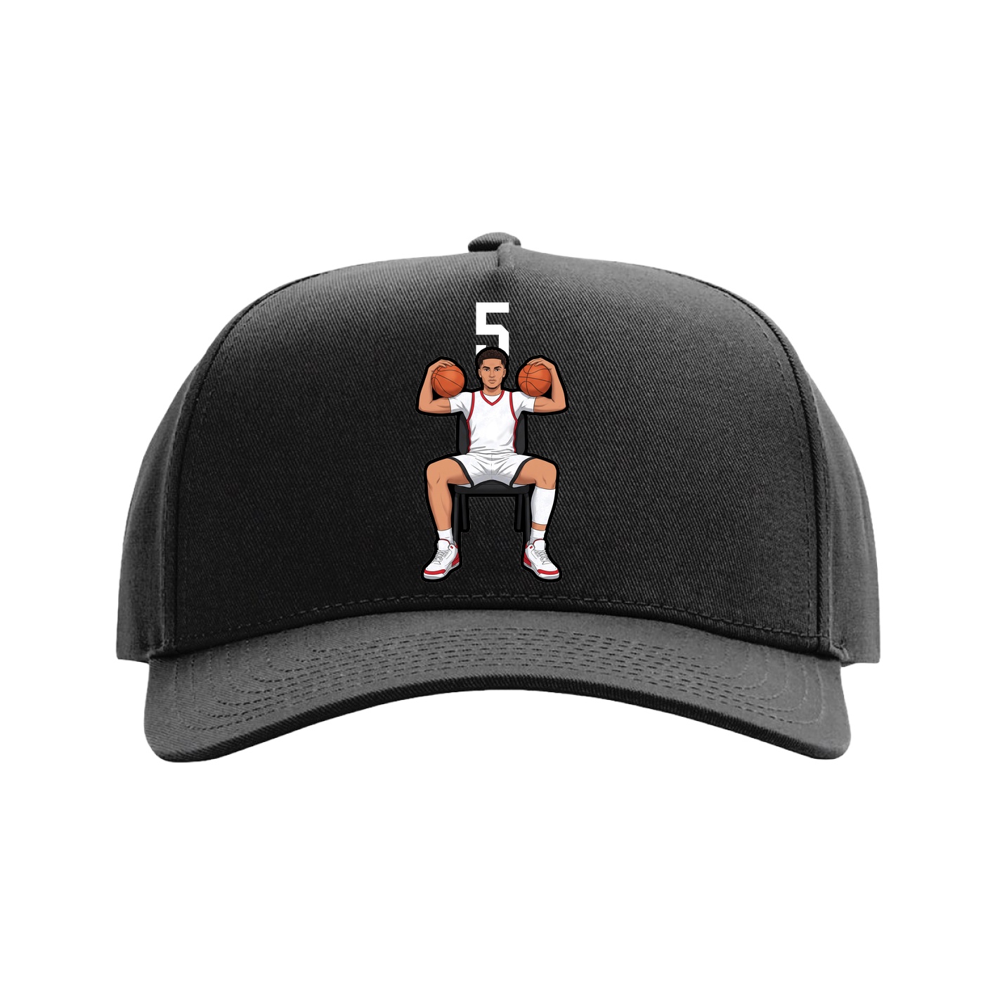 Full Fabric Five-Panel Champ Cap — Number Top in Black