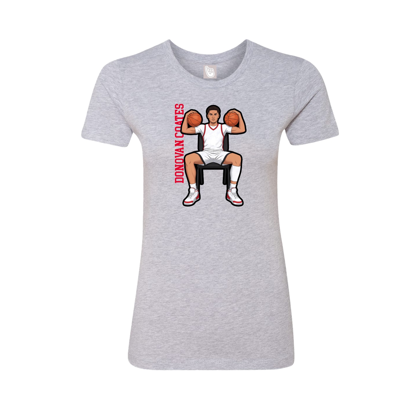 Fitted Women's Tee — Name Vertical in Grey