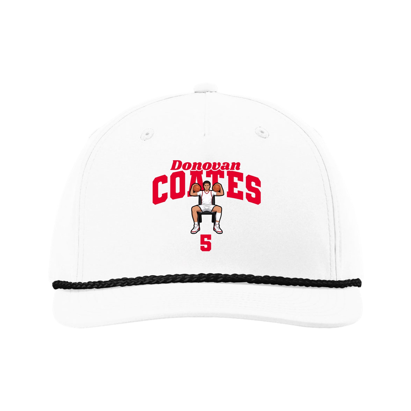 Five-Panel Classic Rope Cap — Signature Arch in White