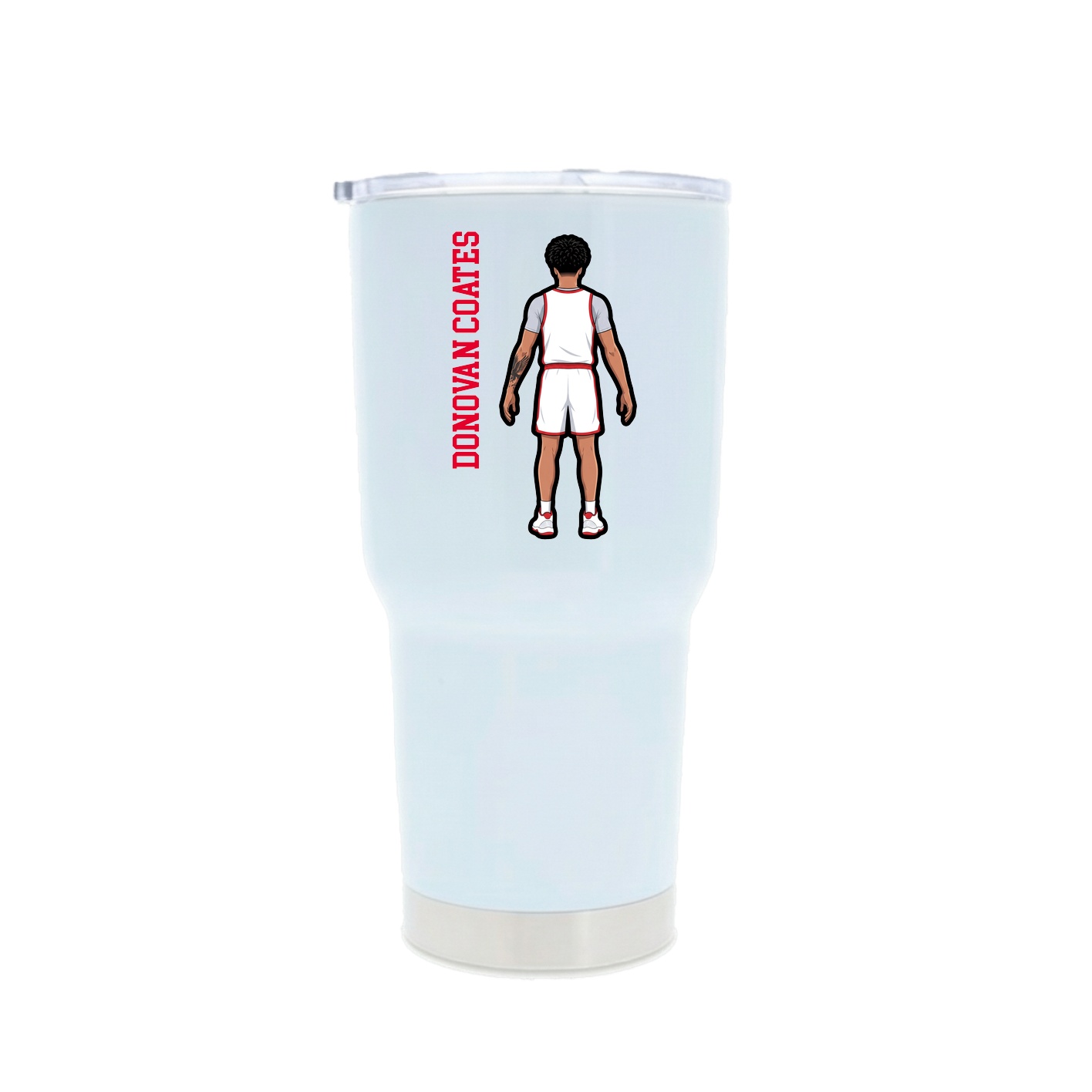 30oz Stainless Steel Tumbler — Name Vertical in White