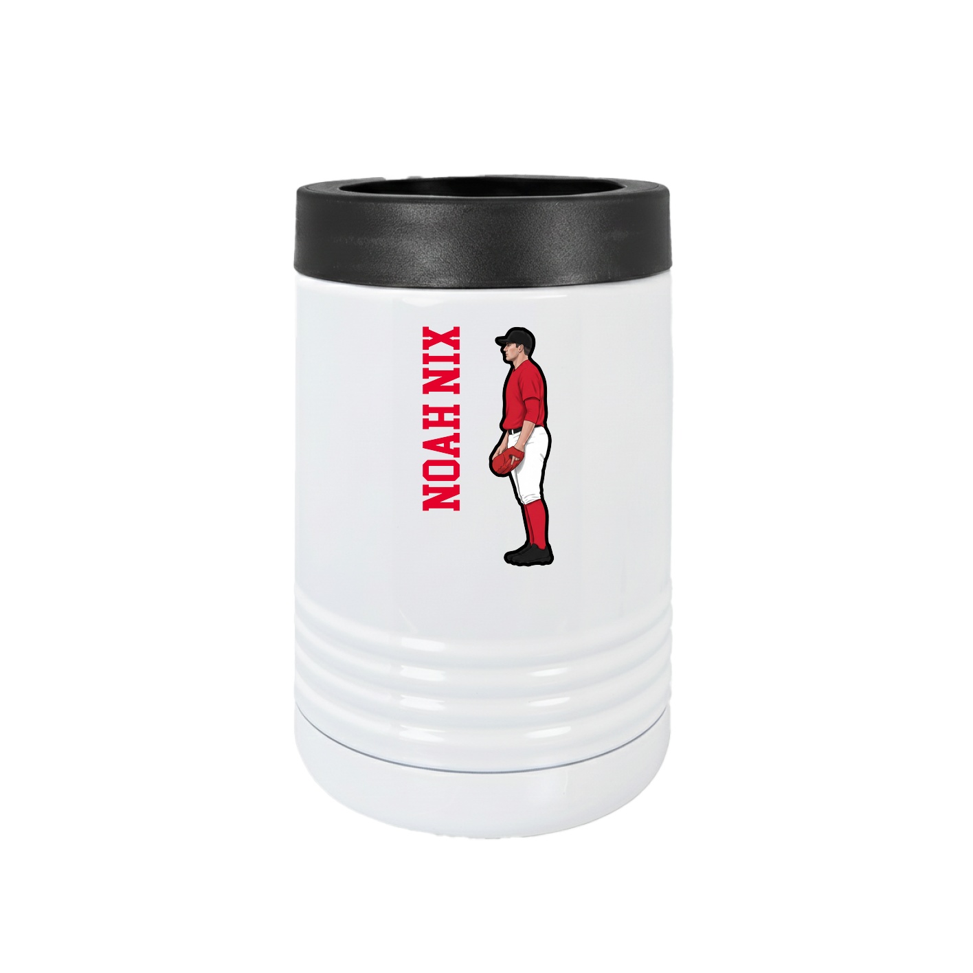 Beverage Holder — Name Vertical in White