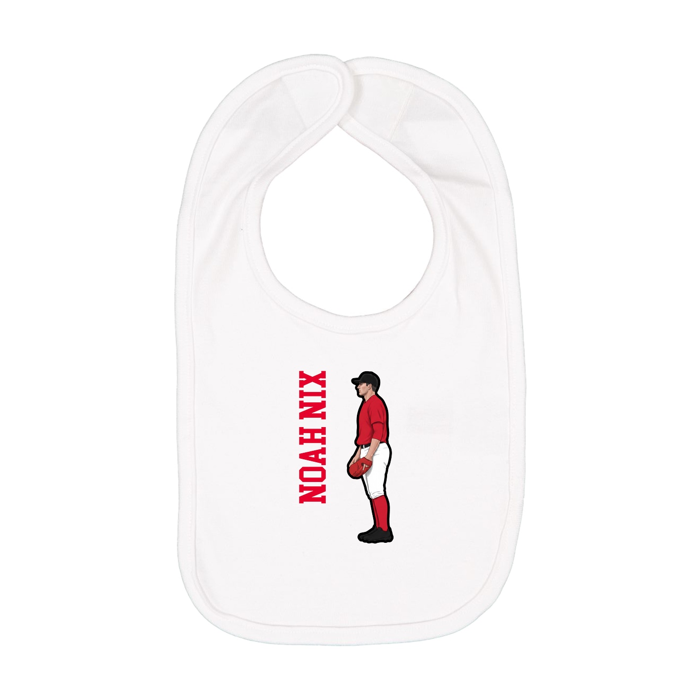Infant Bib — Name Vertical in White