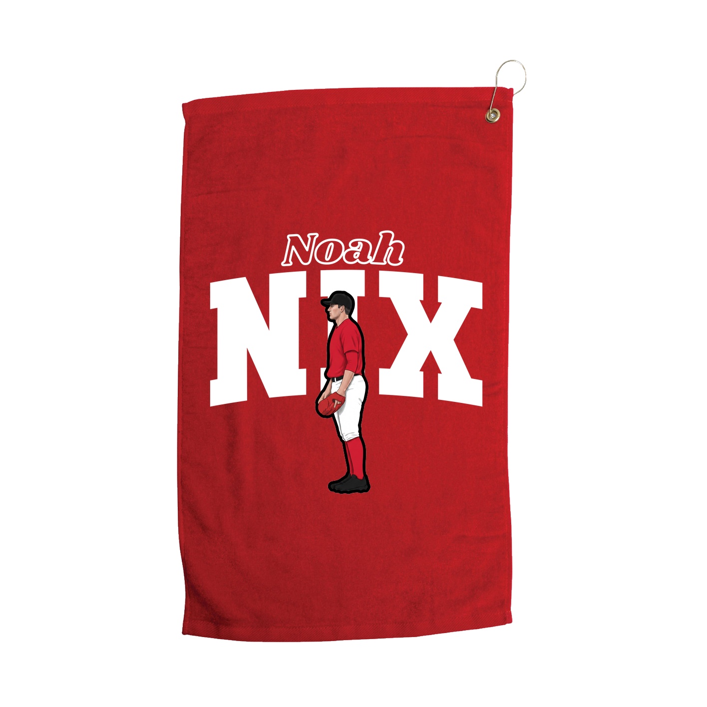 Golf Towel — Name Arch in Red