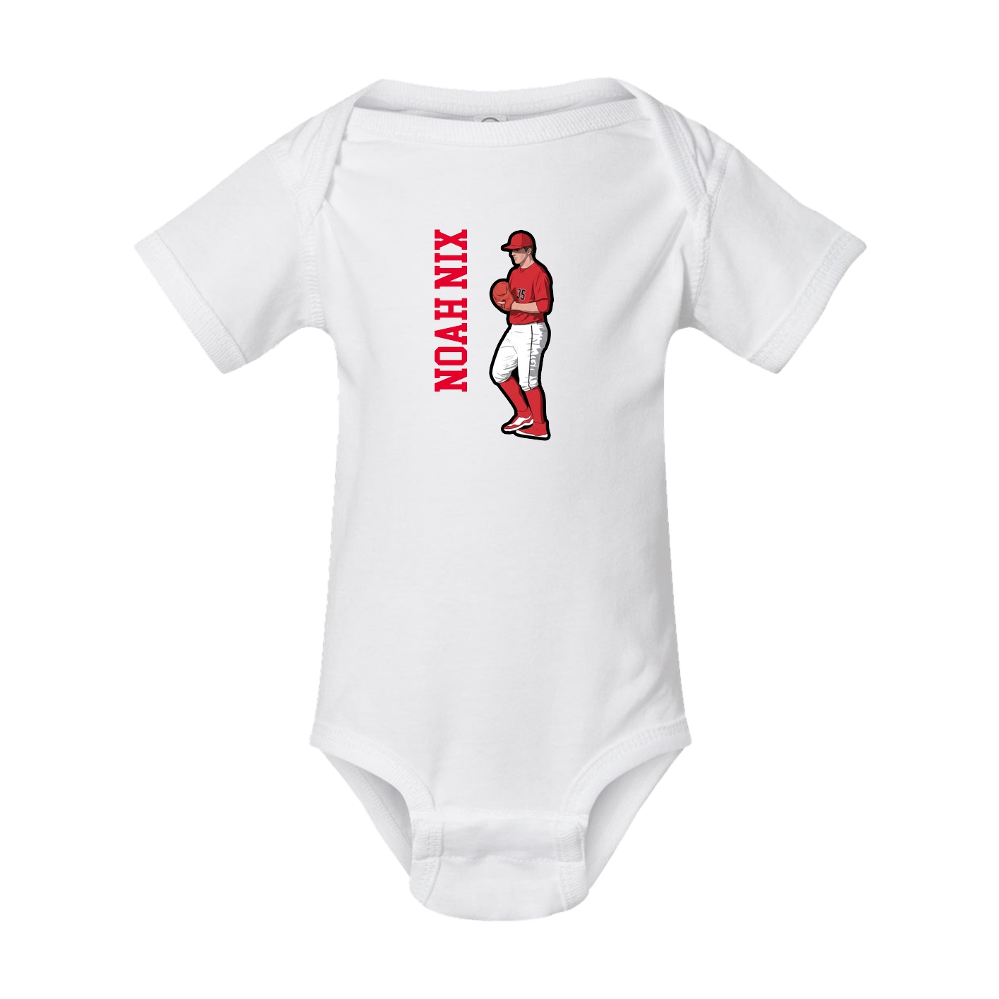 Baby Onesie — Name Vertical in White