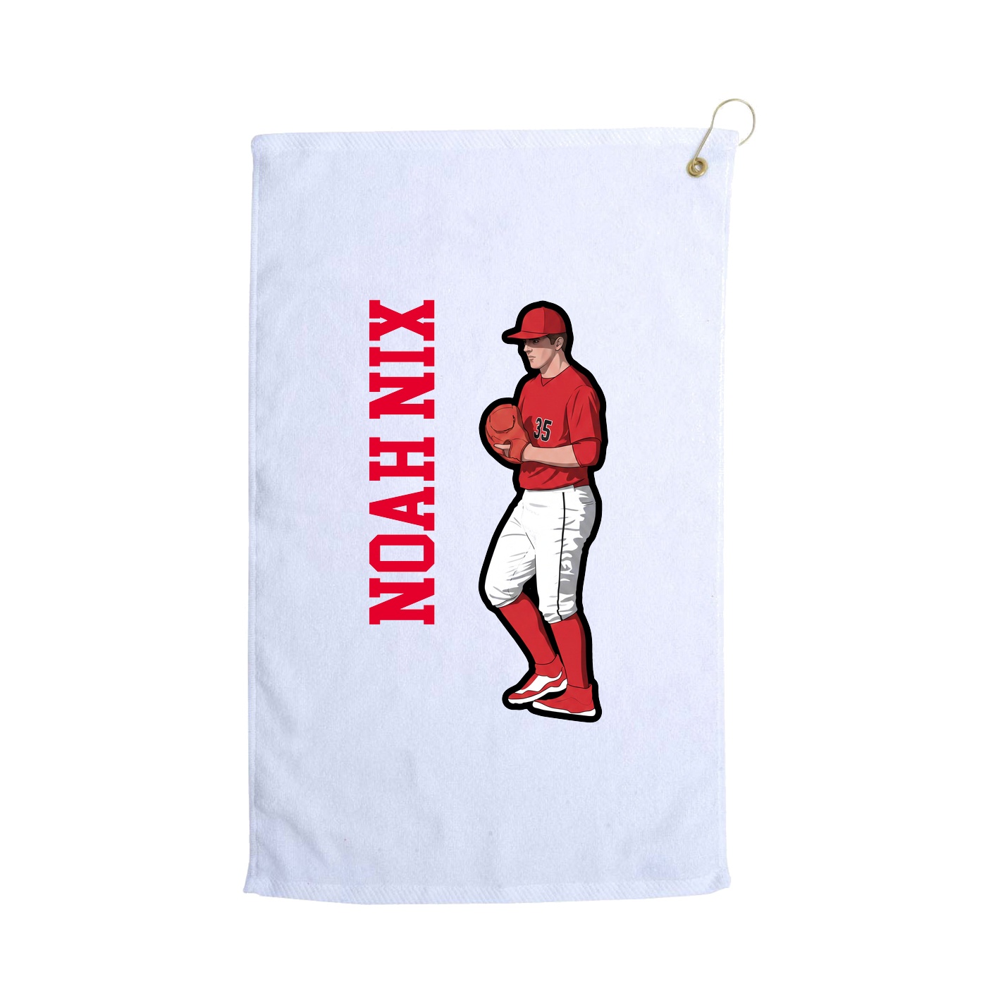 Golf Towel — Name Vertical in White