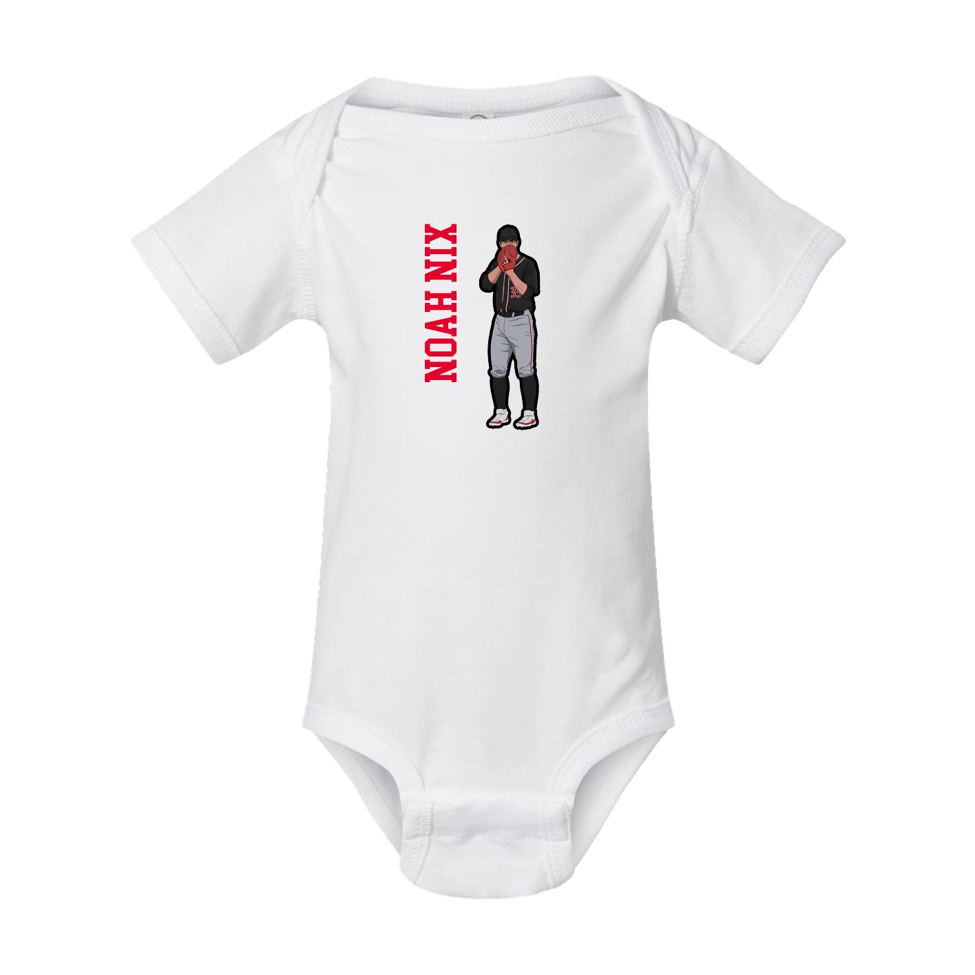 Baby Onesie — Name Vertical in White