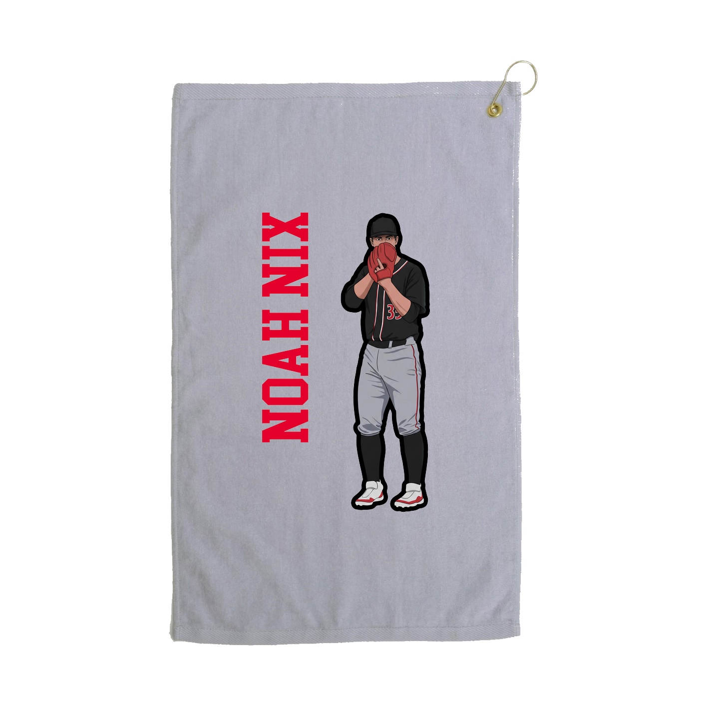 Golf Towel — Name Vertical in Grey