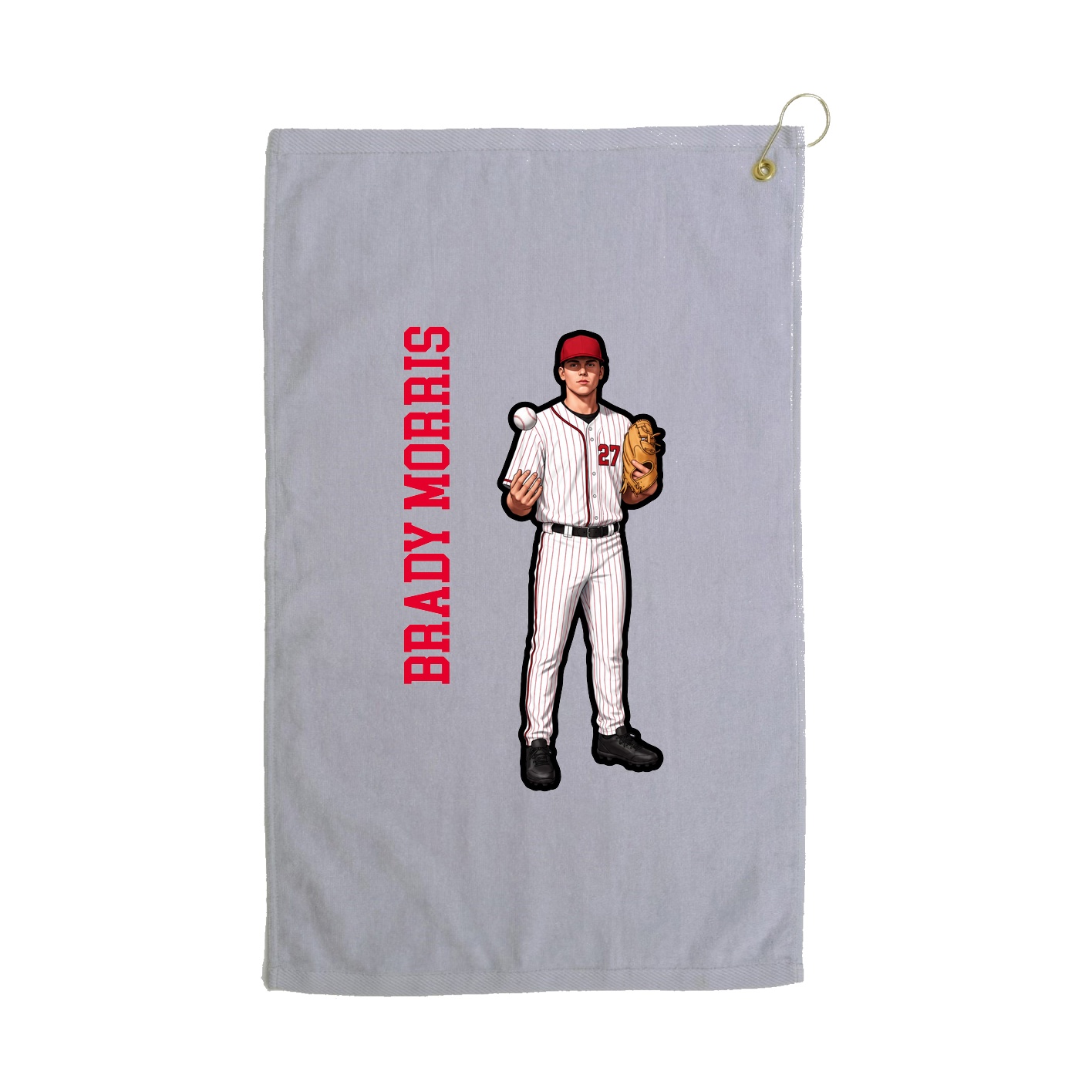 Golf Towel — Name Vertical in Grey