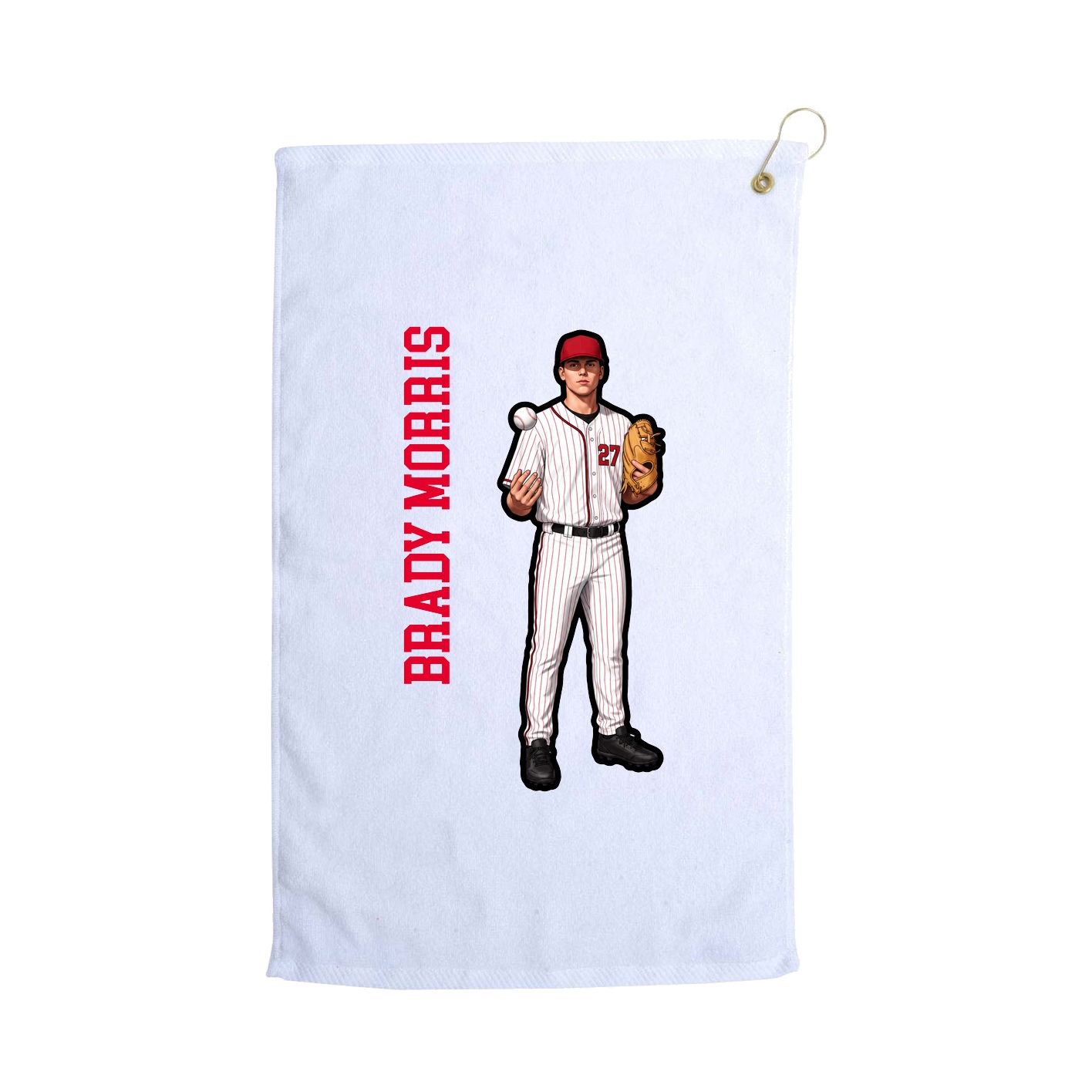 Golf Towel — Name Vertical in White