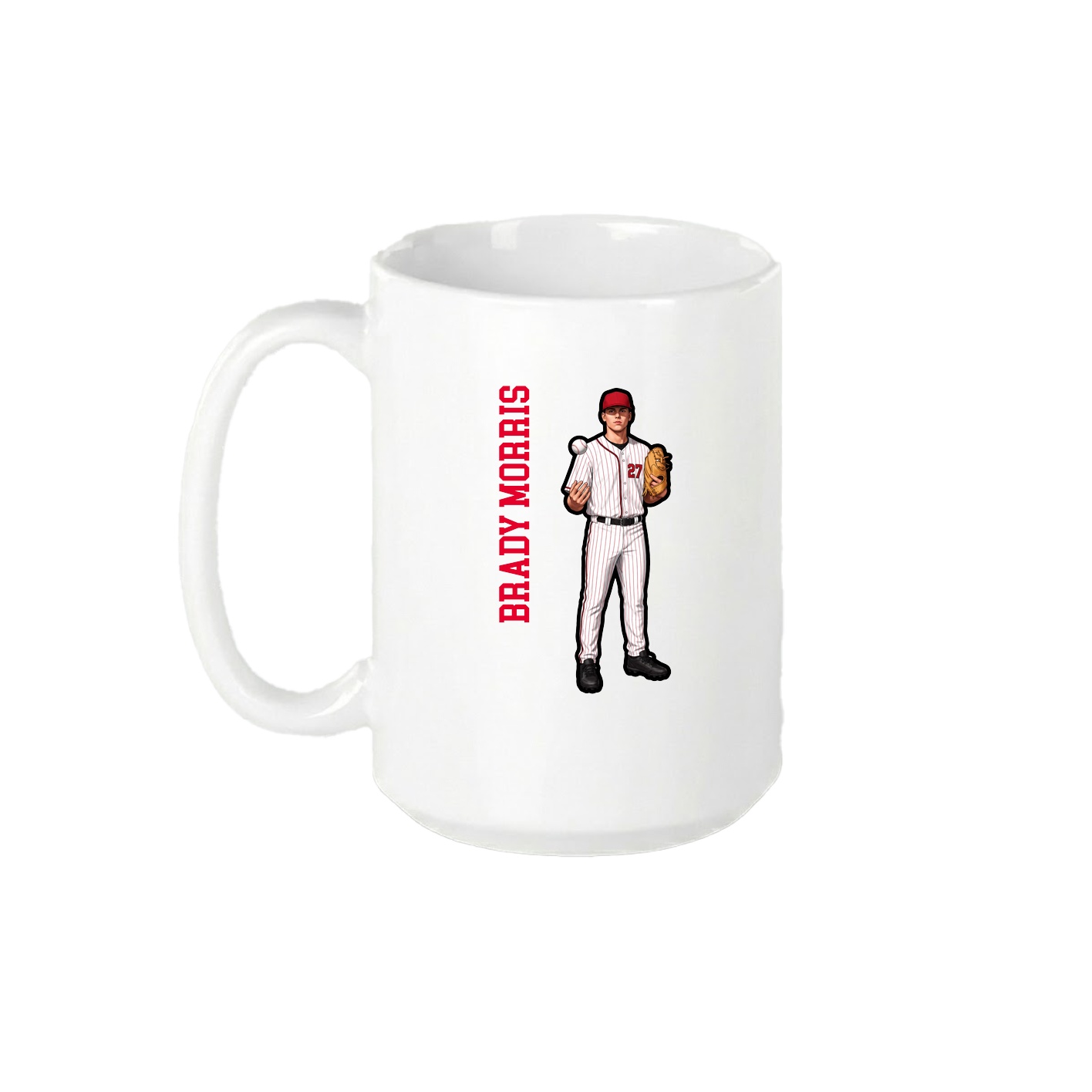 15oz Coffee Mug — Name Vertical in White