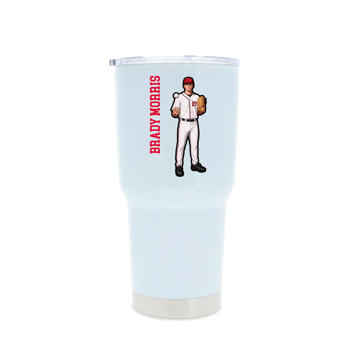 30oz Stainless Steel Tumbler — Name Vertical in White