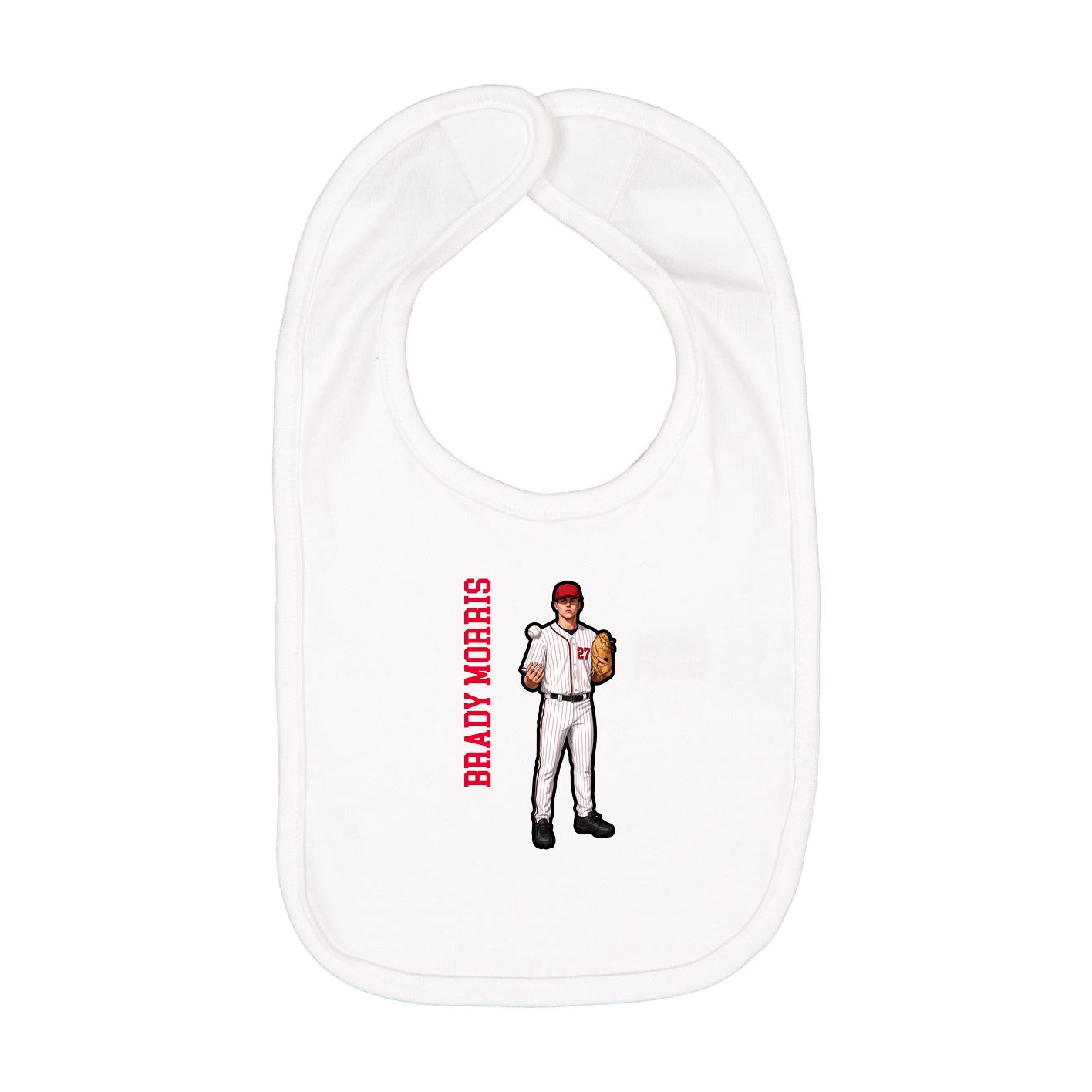 Infant Bib — Name Vertical in White